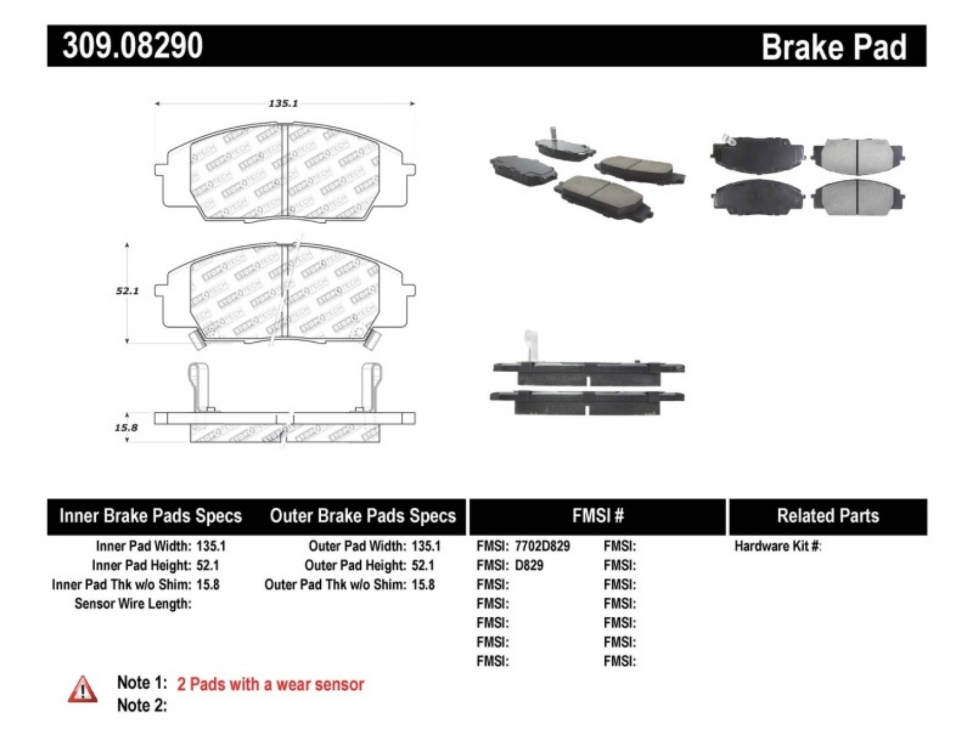 Picture of StopTech Performance 00-09 S2000-06+ Civic Si-02-06 RSX-S non base Front Brake Pads