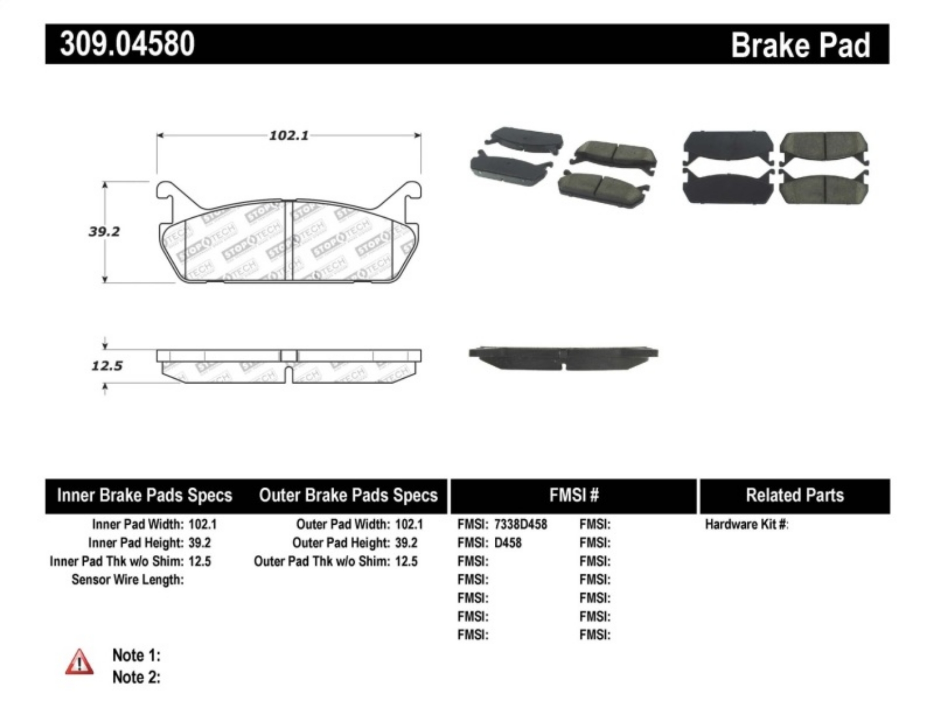 Picture of StopTech Performance 90-93 Mazda Miata Rear Brake Pads D525