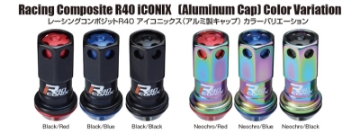 Picture of Project Kics 12X1-25 Neo Chrome R40 Iconix Lock & Lug Nuts - 16+4 Black Cap