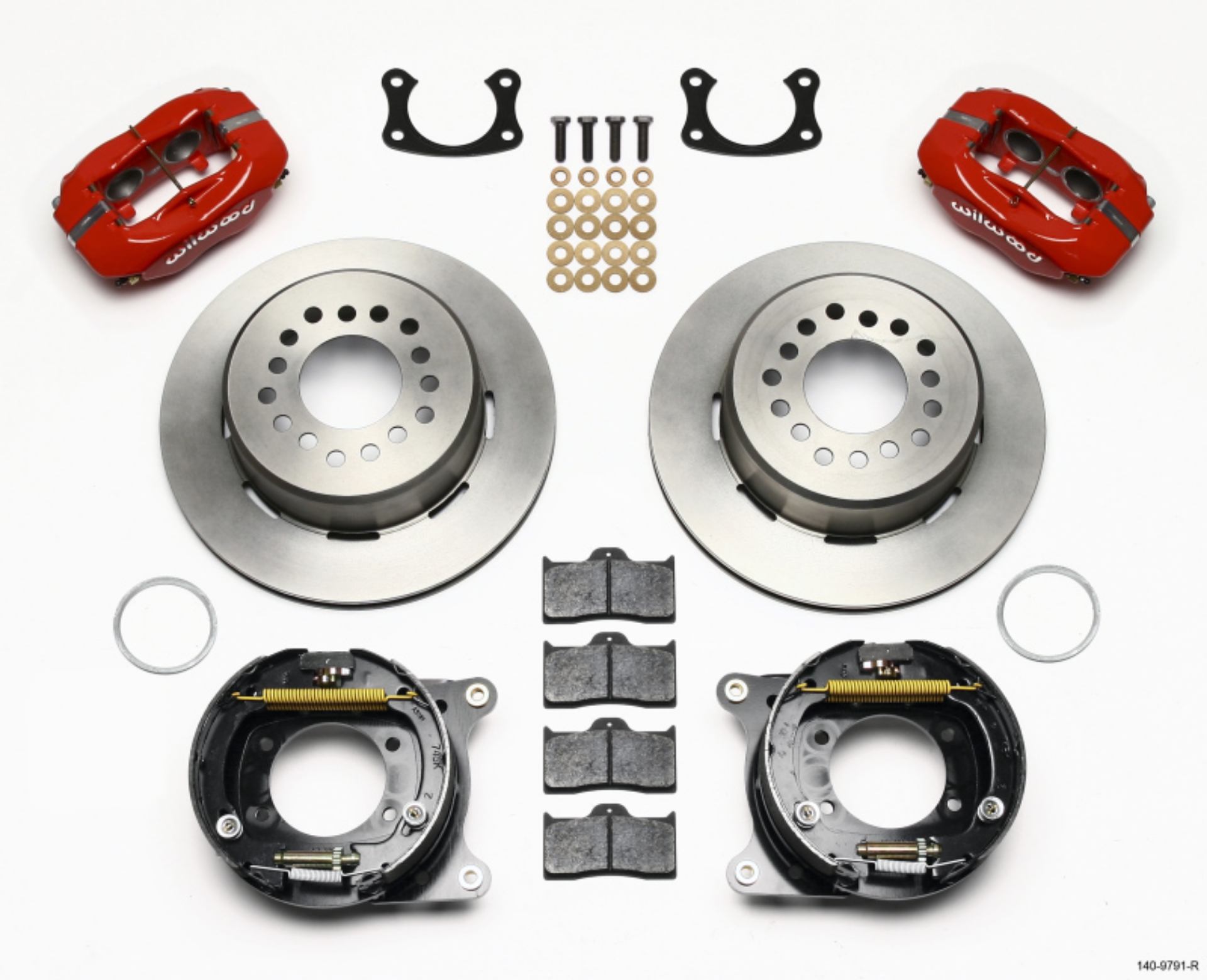 Picture of Wilwood Forged Dynalite P-S Park Brake Kit Red New Big Ford 2-50in Offset Front Caliper Mount