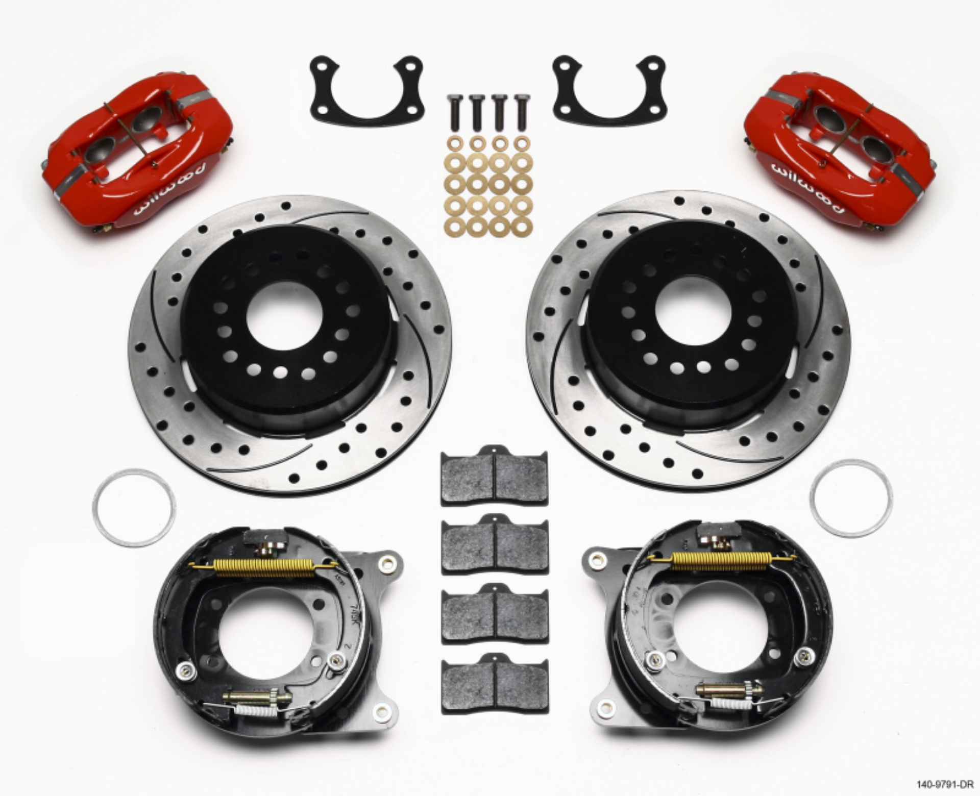 Picture of Wilwood Forged Dynalite P-S Park Brake Kit Drill Red New Big Ford 2-50in Offset Front Caliper Mount