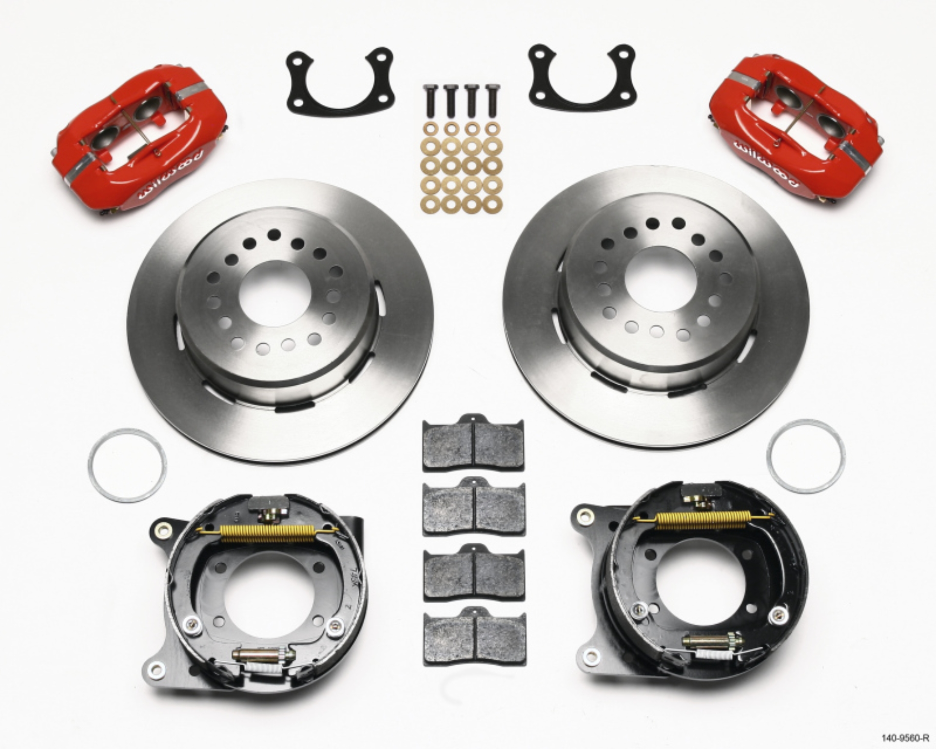 Picture of Wilwood Forged Dynalite P-S Park Brake Kit Red New Big Ford 2-50in offset Staggrd Shock