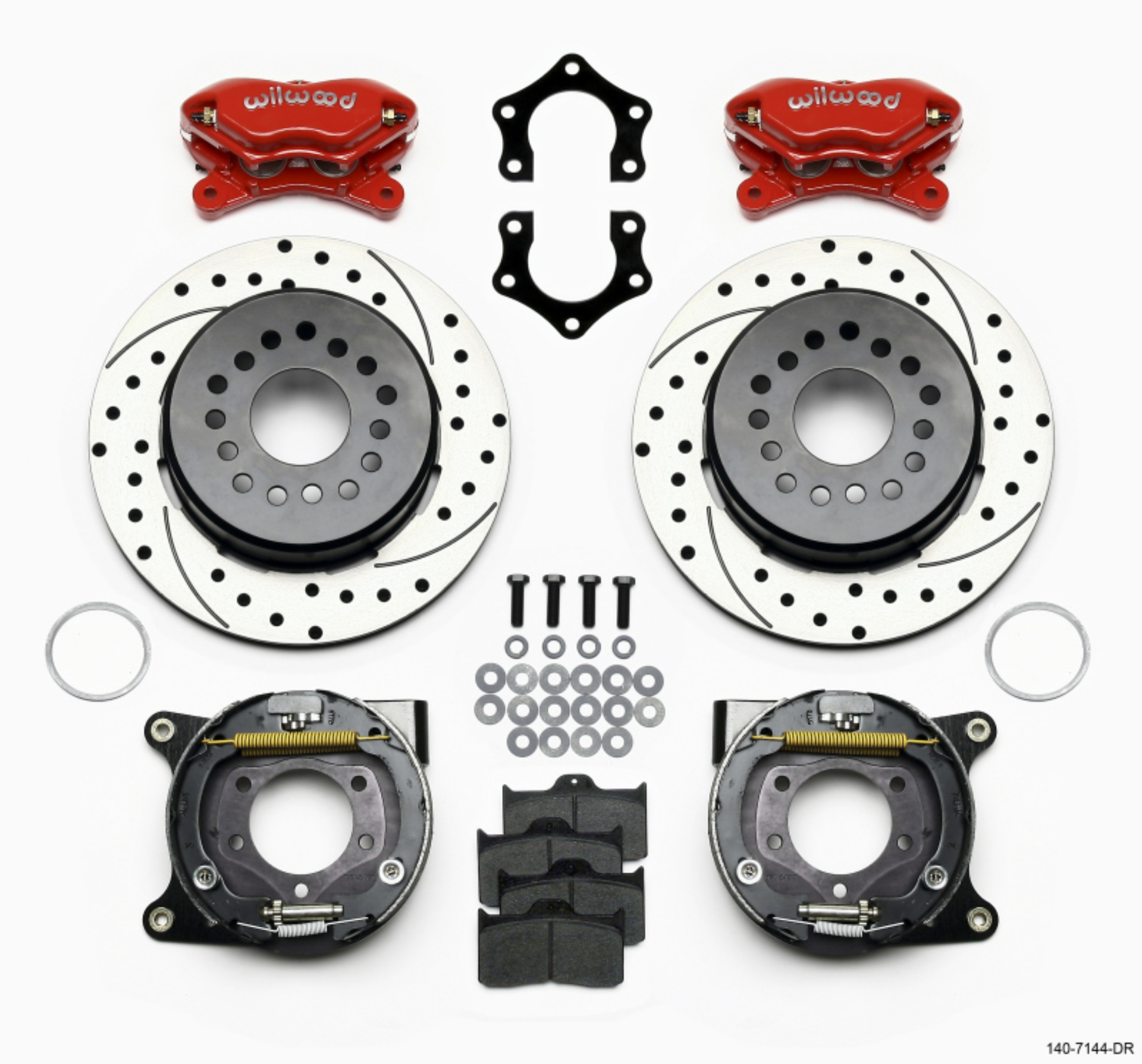 Picture of Wilwood Forged Dynalite P-S P-BKit Drilled-Red Mopar-Dana 2-36in Off w-Snap Ring Brng