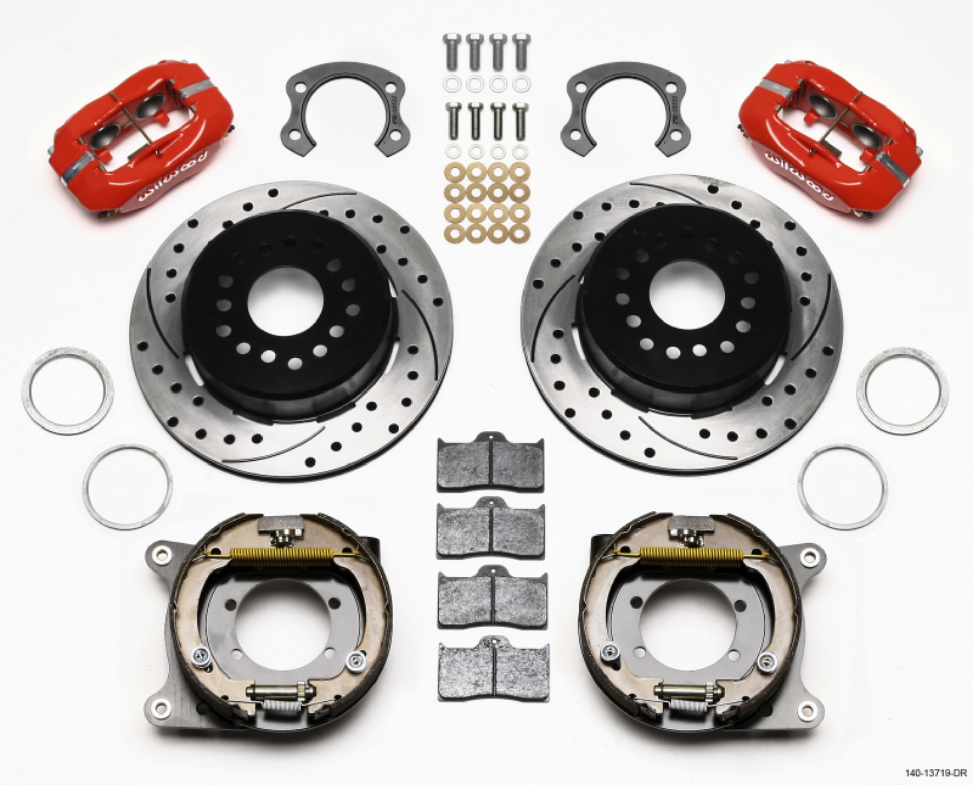 Picture of Wilwood Forged Dynalite P-S Park Brake Kit Drilled Red Ford 8-8 Special w-2-50in Offset-5 Lug