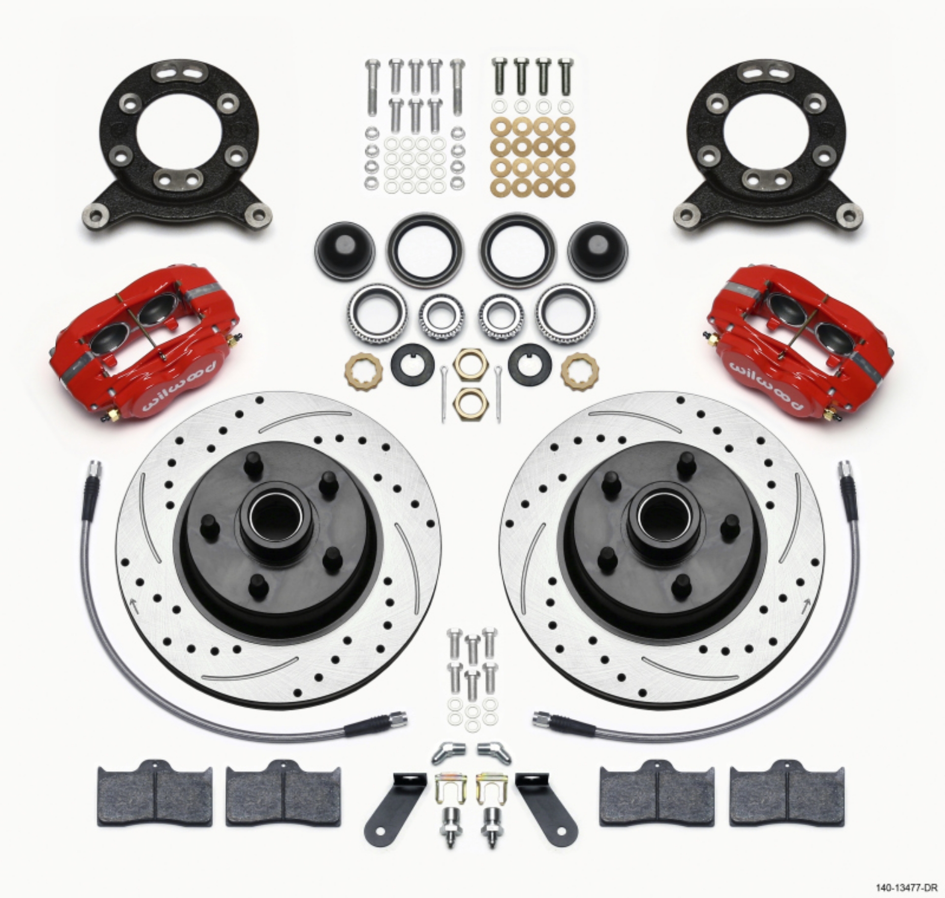 Picture of Wilwood Forged Dynalite-M Front Kit 11-30in 1 PC Rotor&Hub Drill-Red 1970-1973 Mustang Disc & Drum