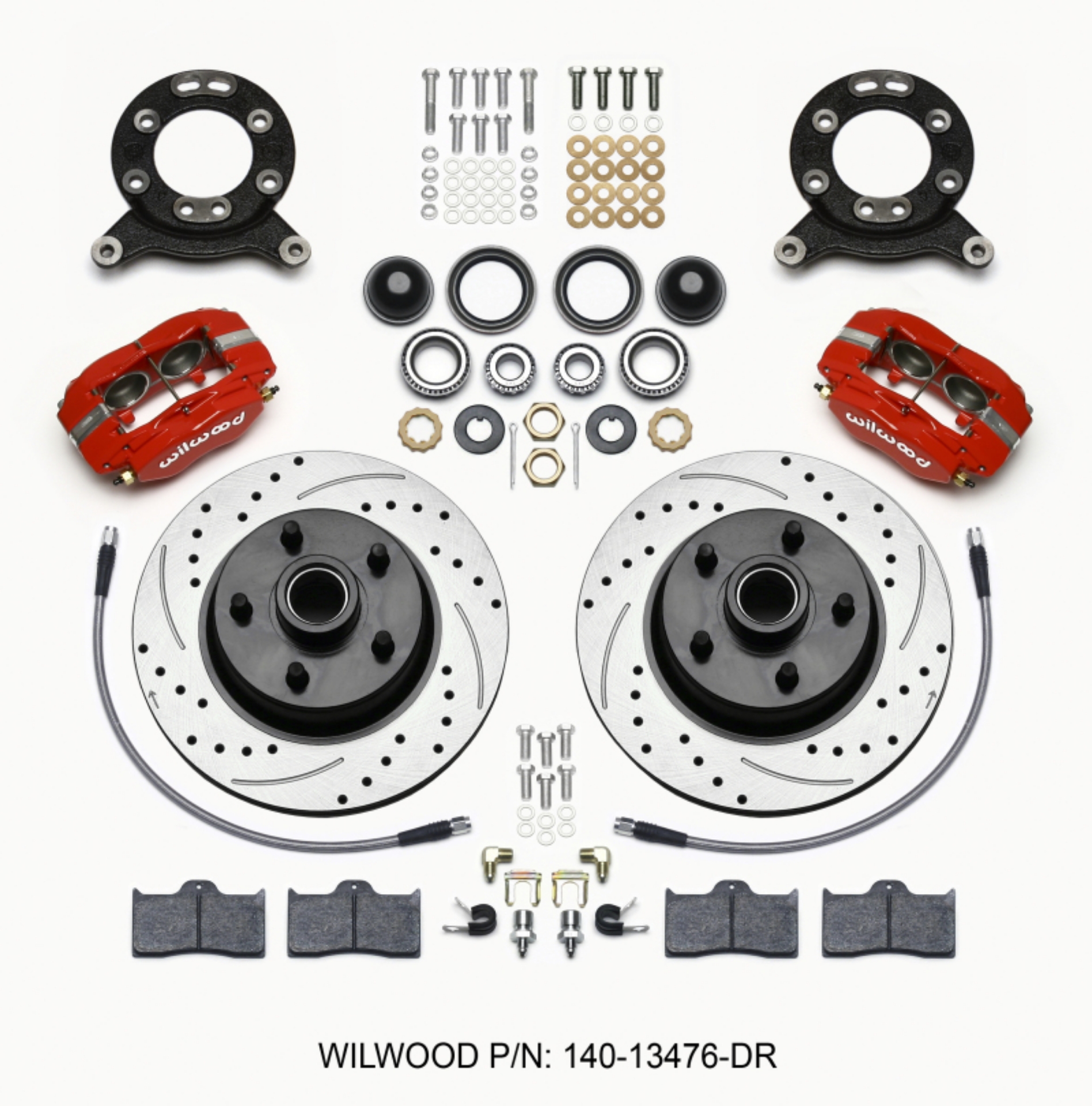 Picture of Wilwood Forged Dynalite-M Front Kit 11-30in 1 PC Rotor&Hub Drill-Red 1965-1969 Mustang Disc & Drum