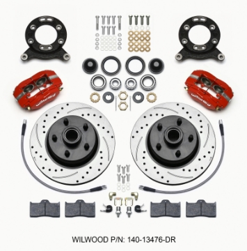 Picture of Wilwood Forged Dynalite-M Front Kit 11-30in 1 PC Rotor&Hub Drill-Red 1965-1969 Mustang Disc & Drum