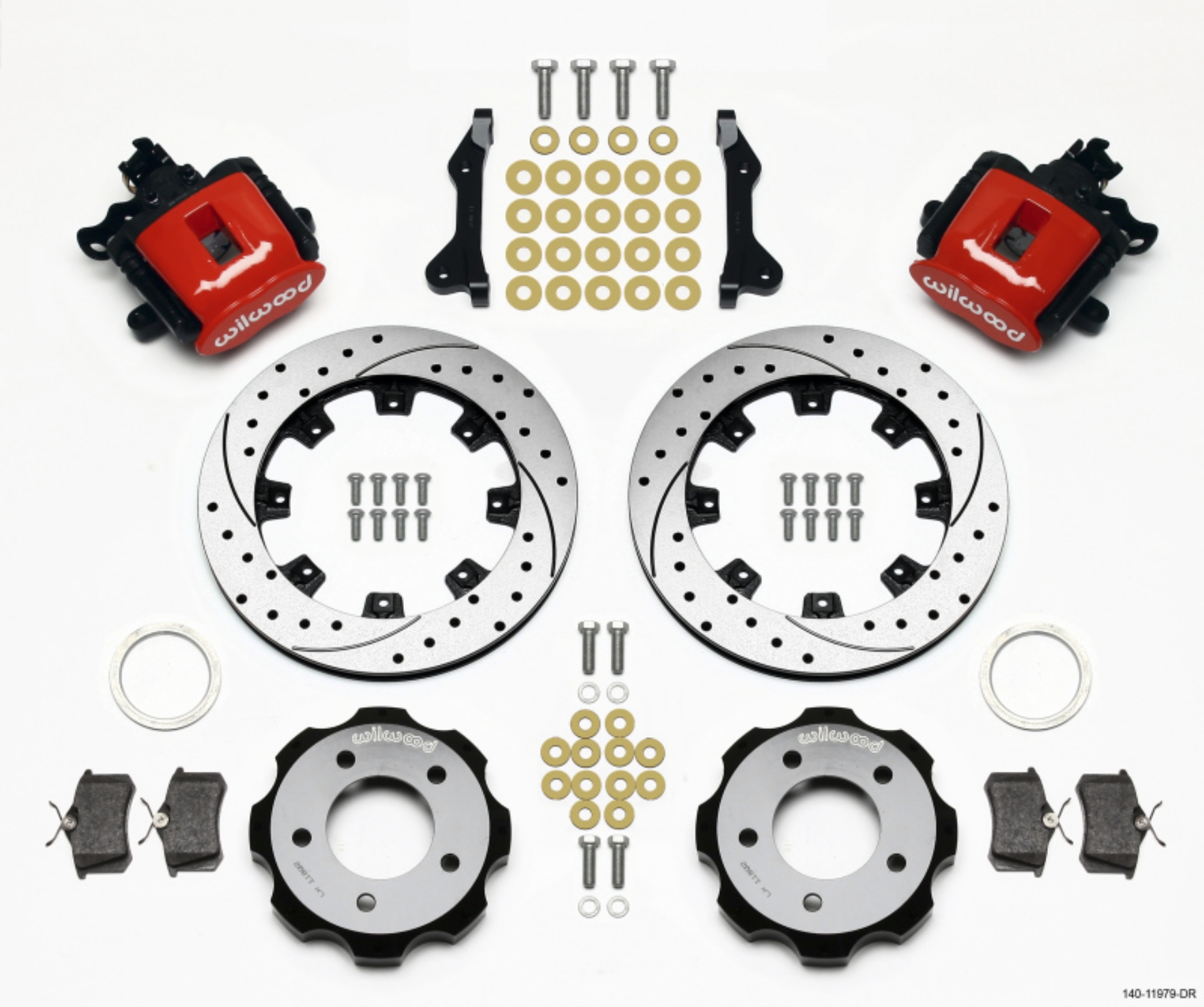 Picture of Wilwood Combination Parking Brake Rear Kit 12-19in Drilled Red 2006-Up Civic - CRZ
