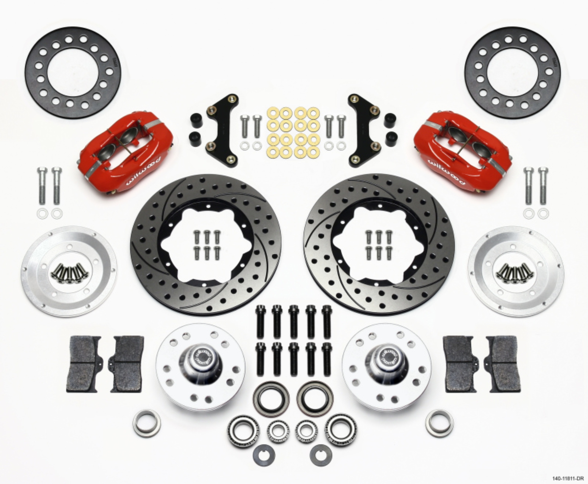 Picture of Wilwood Forged Dynalite Front Kit 11-00in Drill-Red 49-54 Chevy - 53-62 Corvette