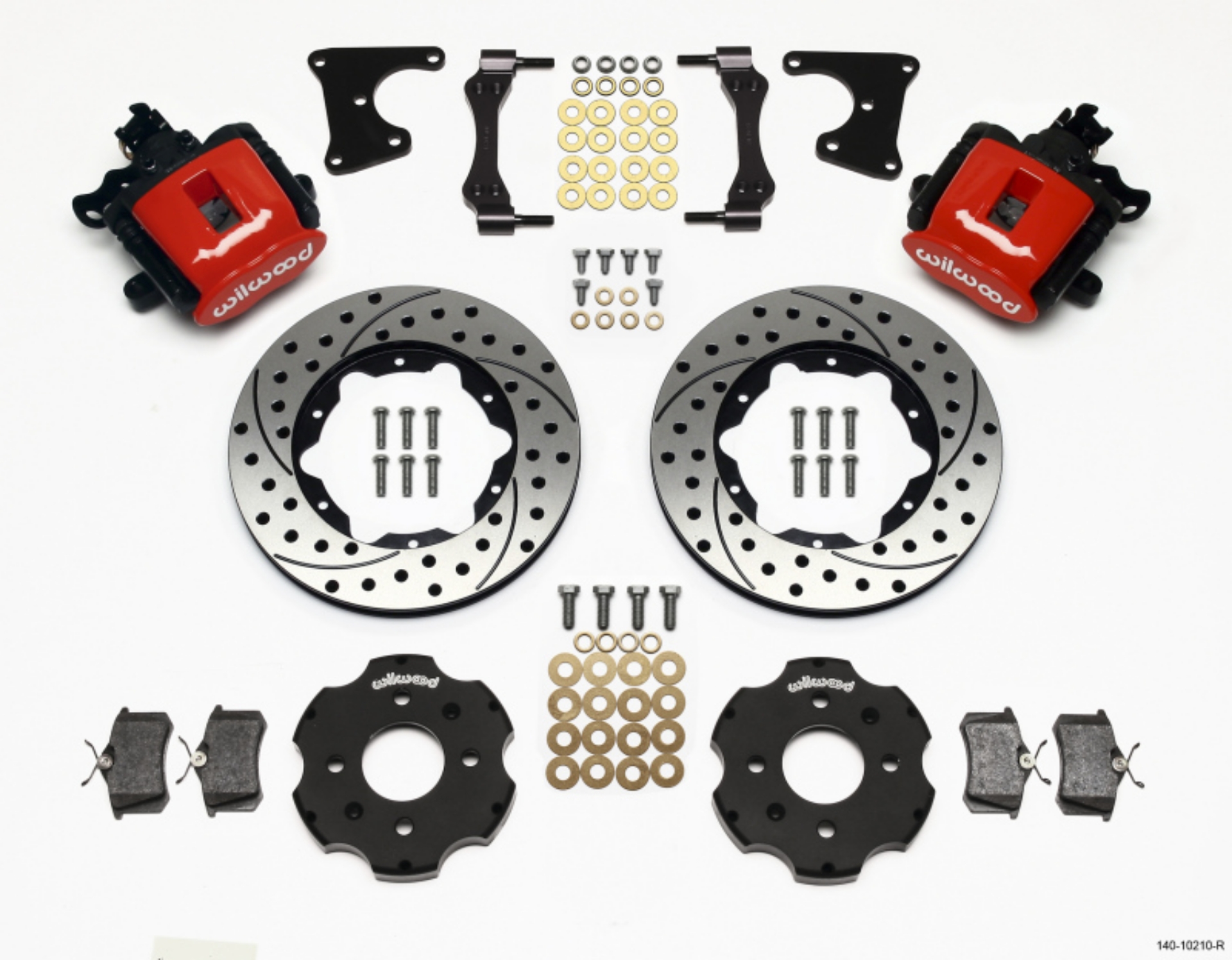 Picture of Wilwood Combination Parking Brake Rear Kit 11-00in Drilled Red Civic - Integra Drum 2-71 Hub Offset