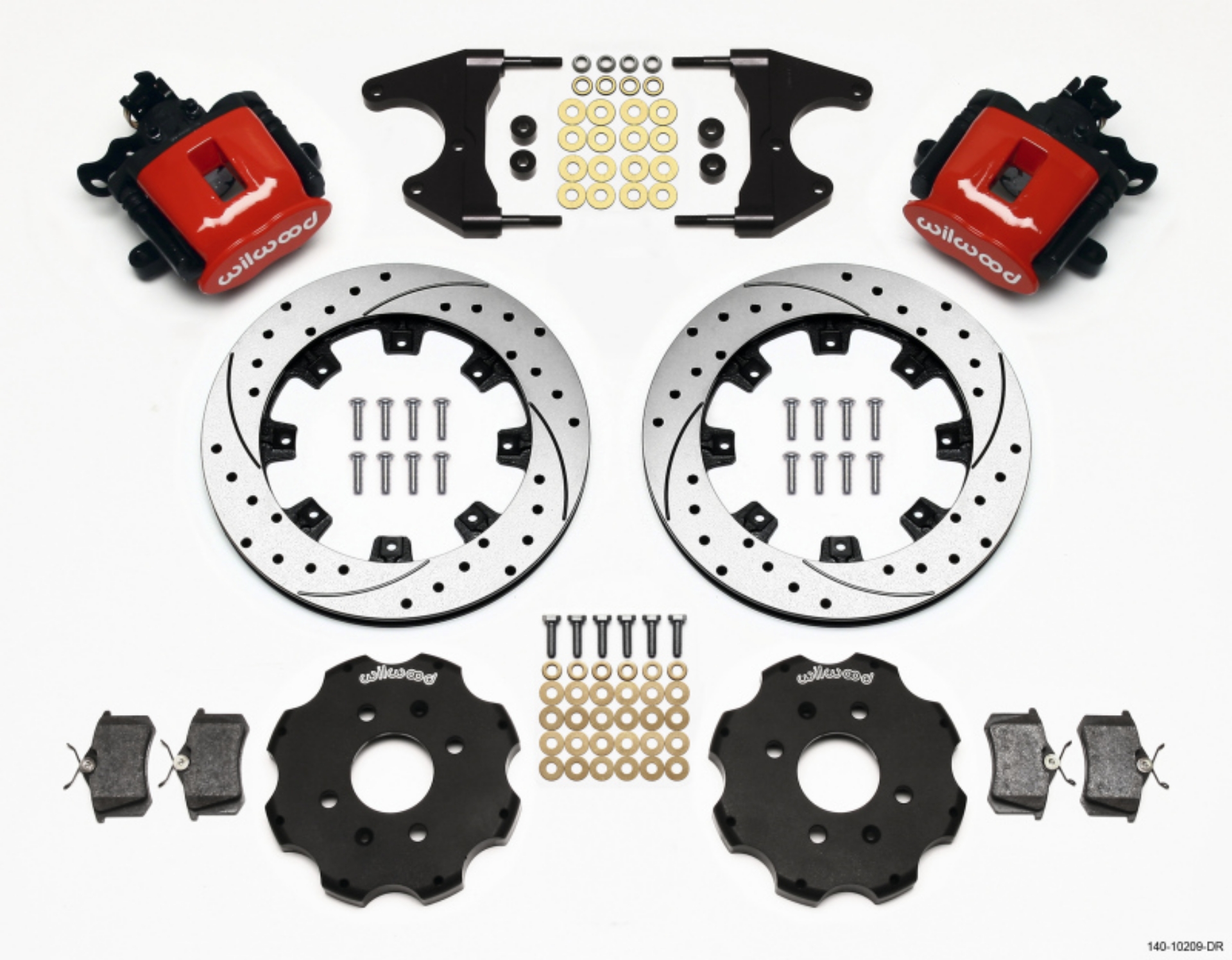 Picture of Wilwood Combination Parking Brake Rear Kit 12-19in Drilled Red Civic - Integra Drum 2-46 Hub Offset