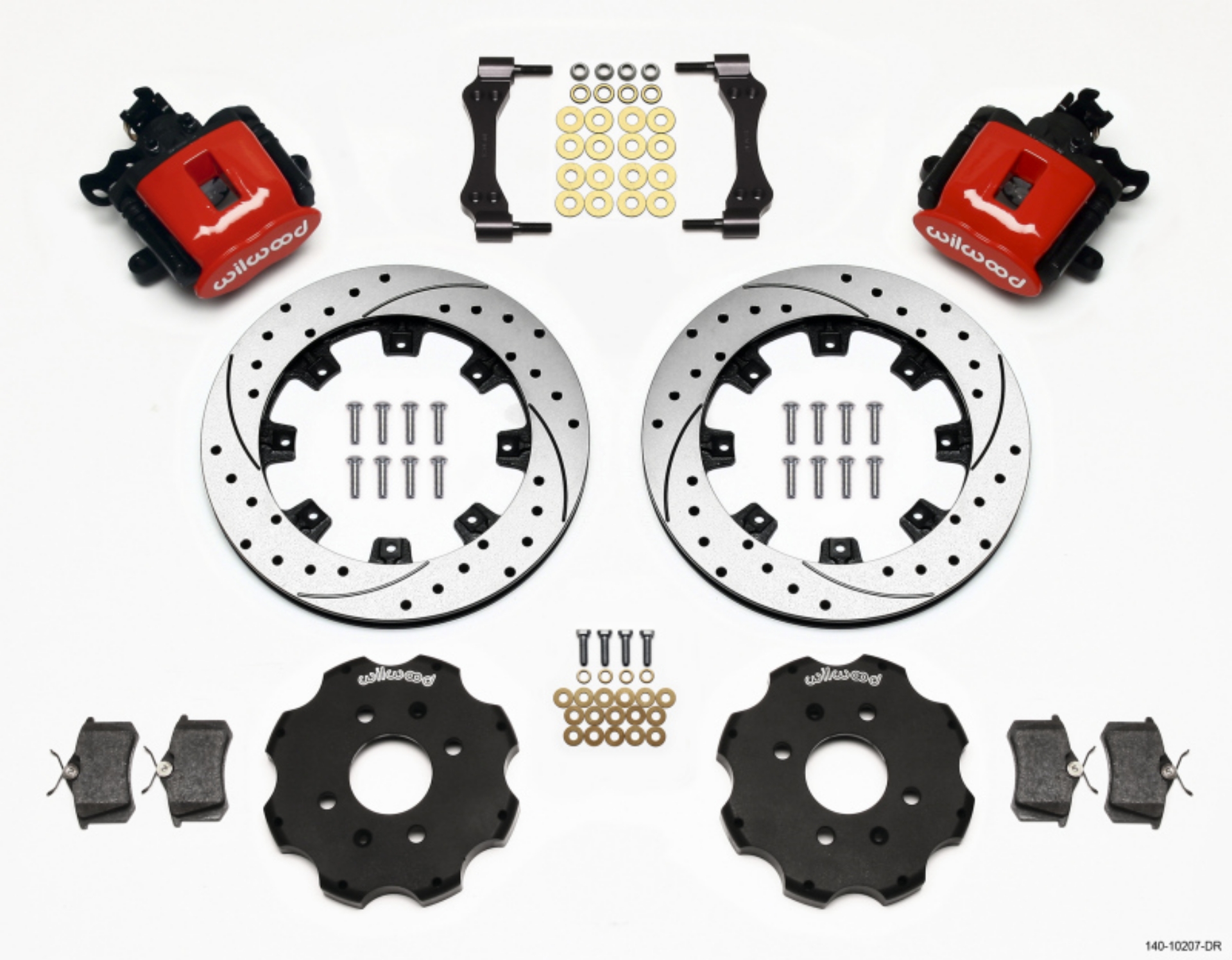 Picture of Wilwood Combination Parking Brake Rear Kit 12-19in Drilled Red Civic - Integra Disc 2-39 Hub Offset