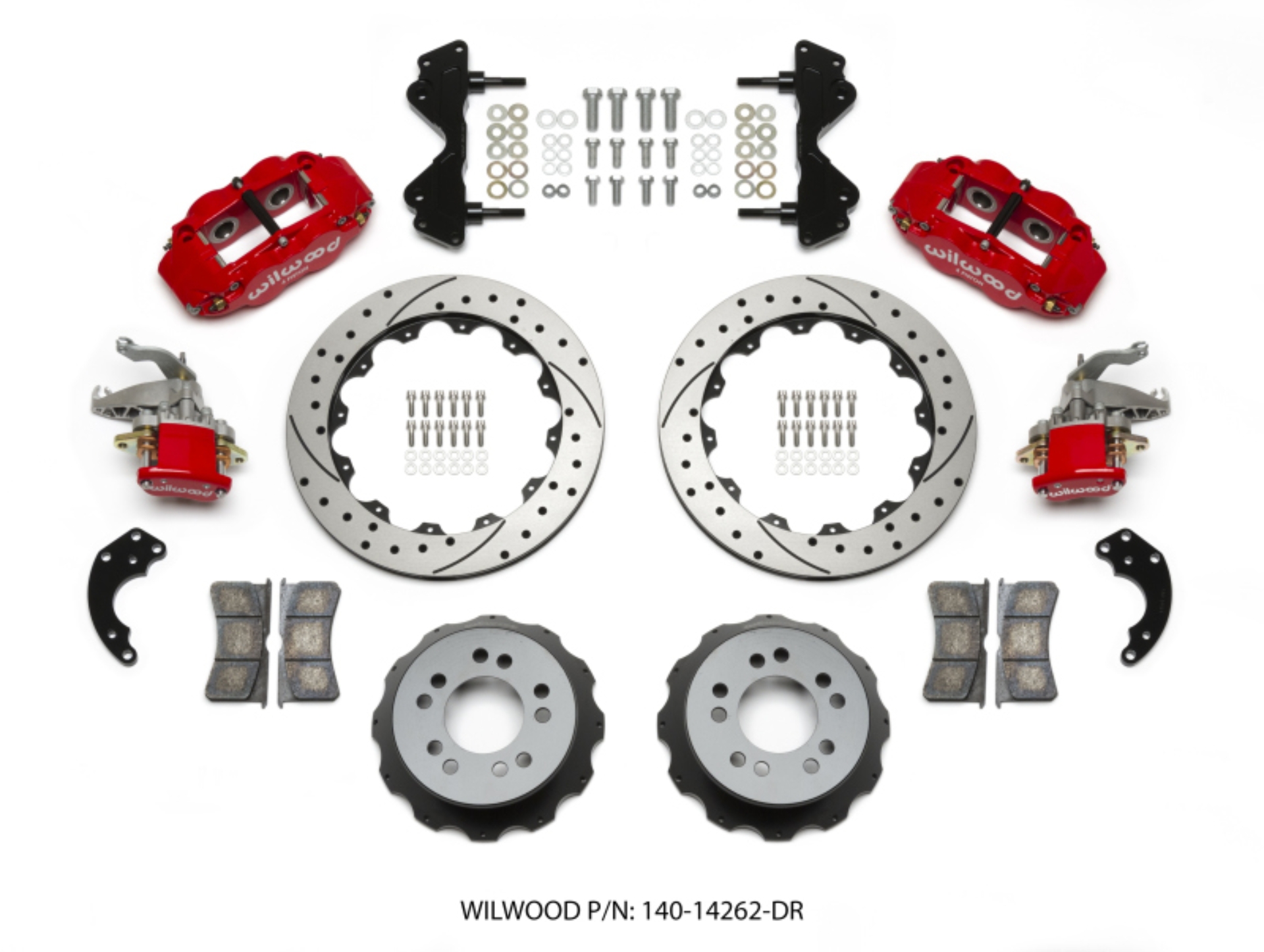 Picture of Wilwood Narrow Superlite 4R - MC4 Rear Kit 12-88 Drilled Red Currie Pro-Tour Unit Bearing Floater