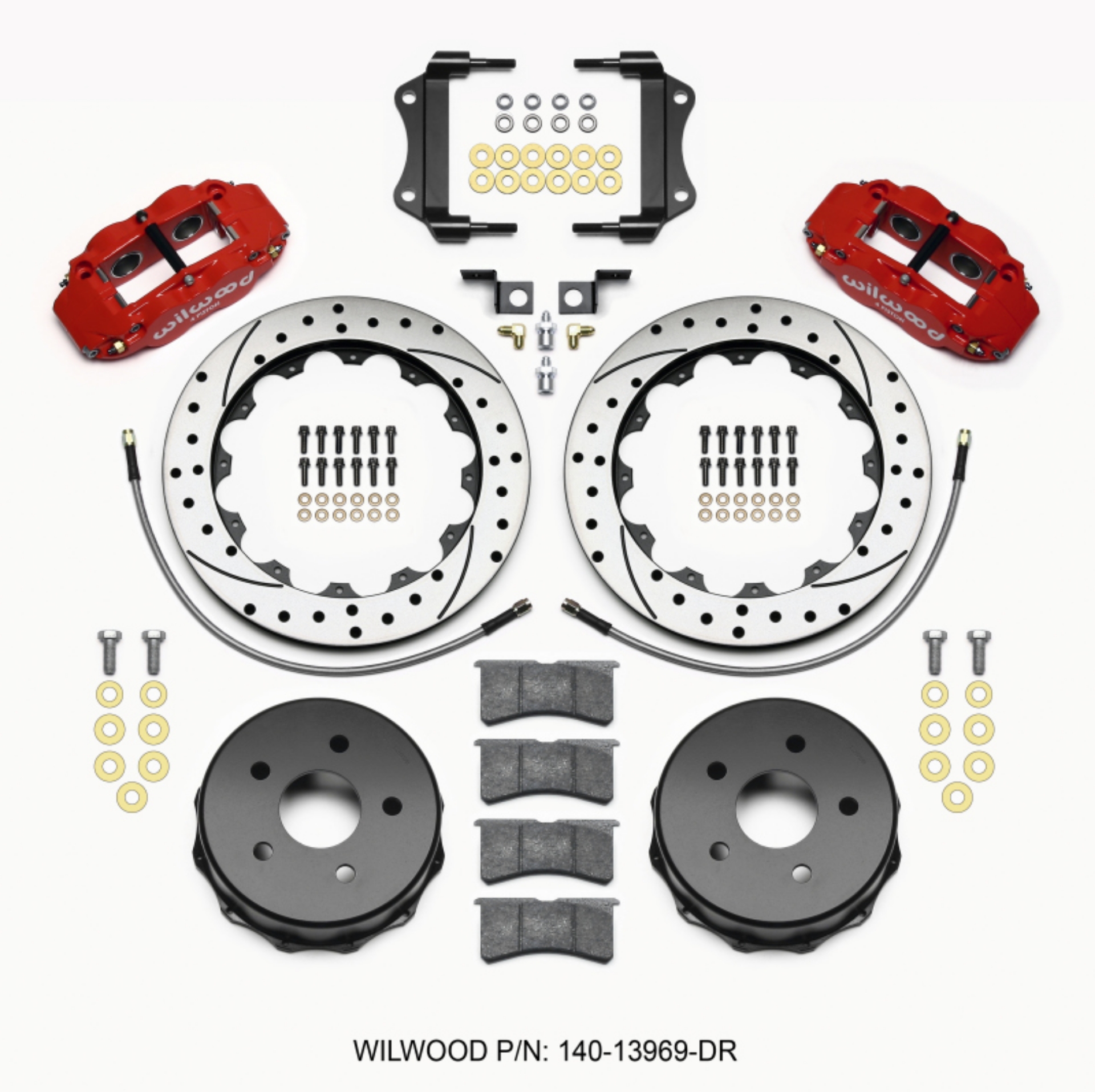 Picture of Wilwood Narrow Superlite 4R Rear Kit 12-88in Drilled Red 2007-up Jeep JK w-Lines
