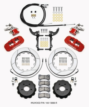 Picture of Wilwood AERO4 - MC4 Rear Kit 14-00 Red 2015-Up Mustang w-Lines & Cables