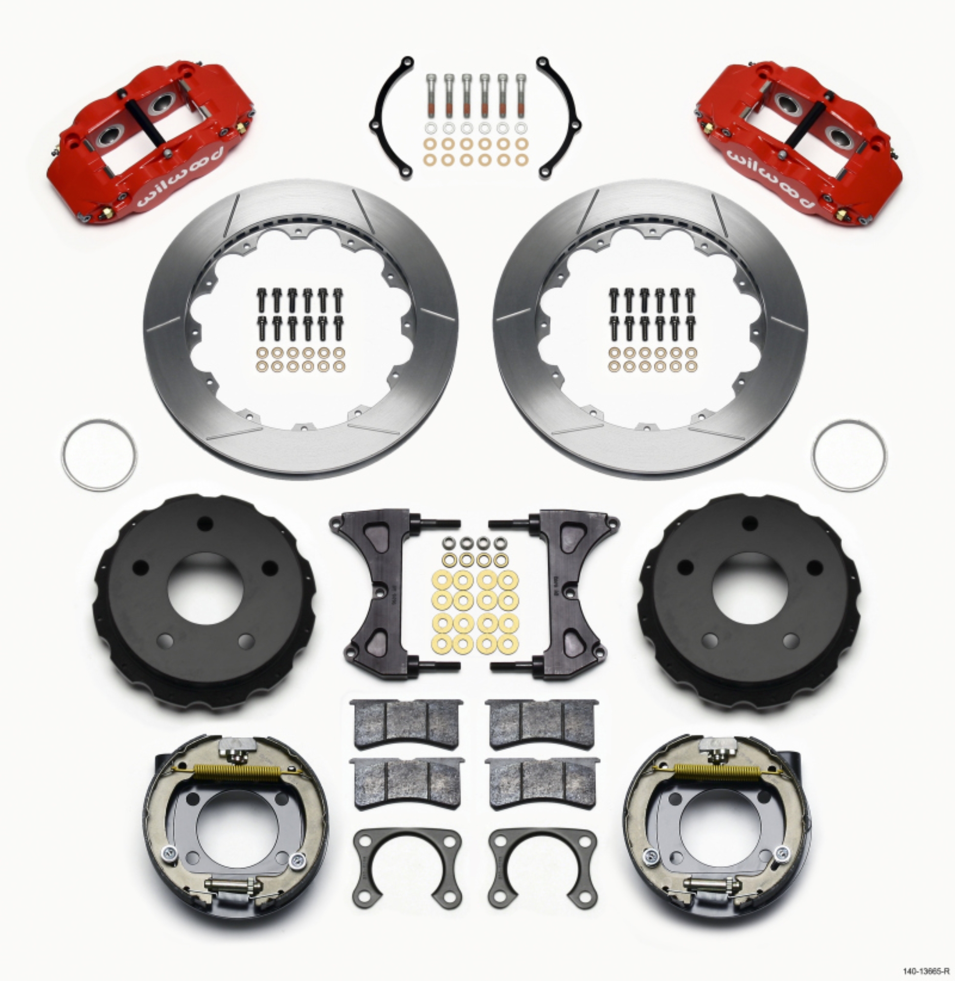Picture of Wilwood Narrow Superlite 4R Rear P-Brk Kit 12-88in Red Big Ford New 2-38in Off Bronco 5 x 5-50
