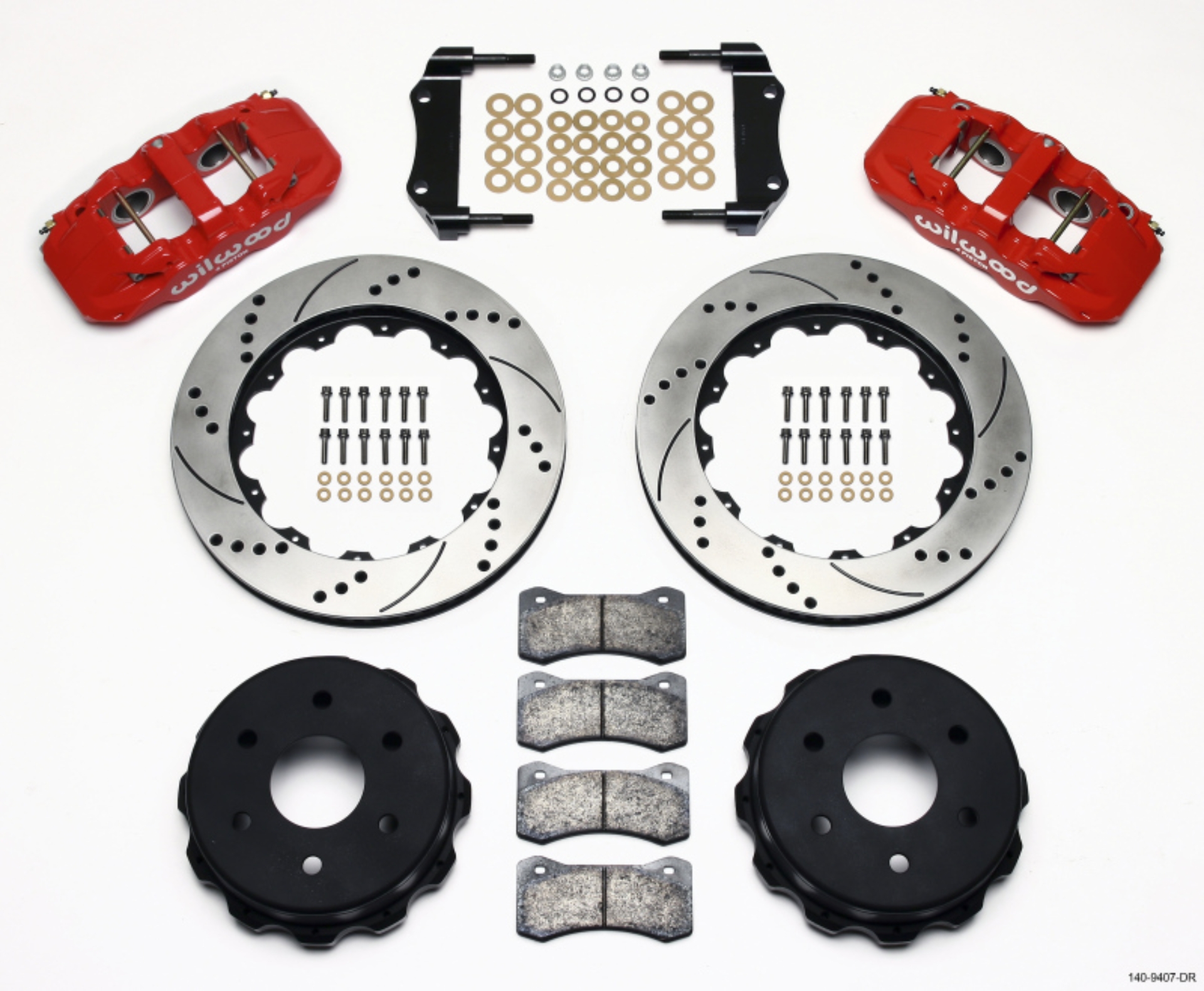 Picture of Wilwood AERO4 RearTruck Kit 14-25in Drill Red 1999-2010 GM 1500-SUV 1 Piston OE Caliper