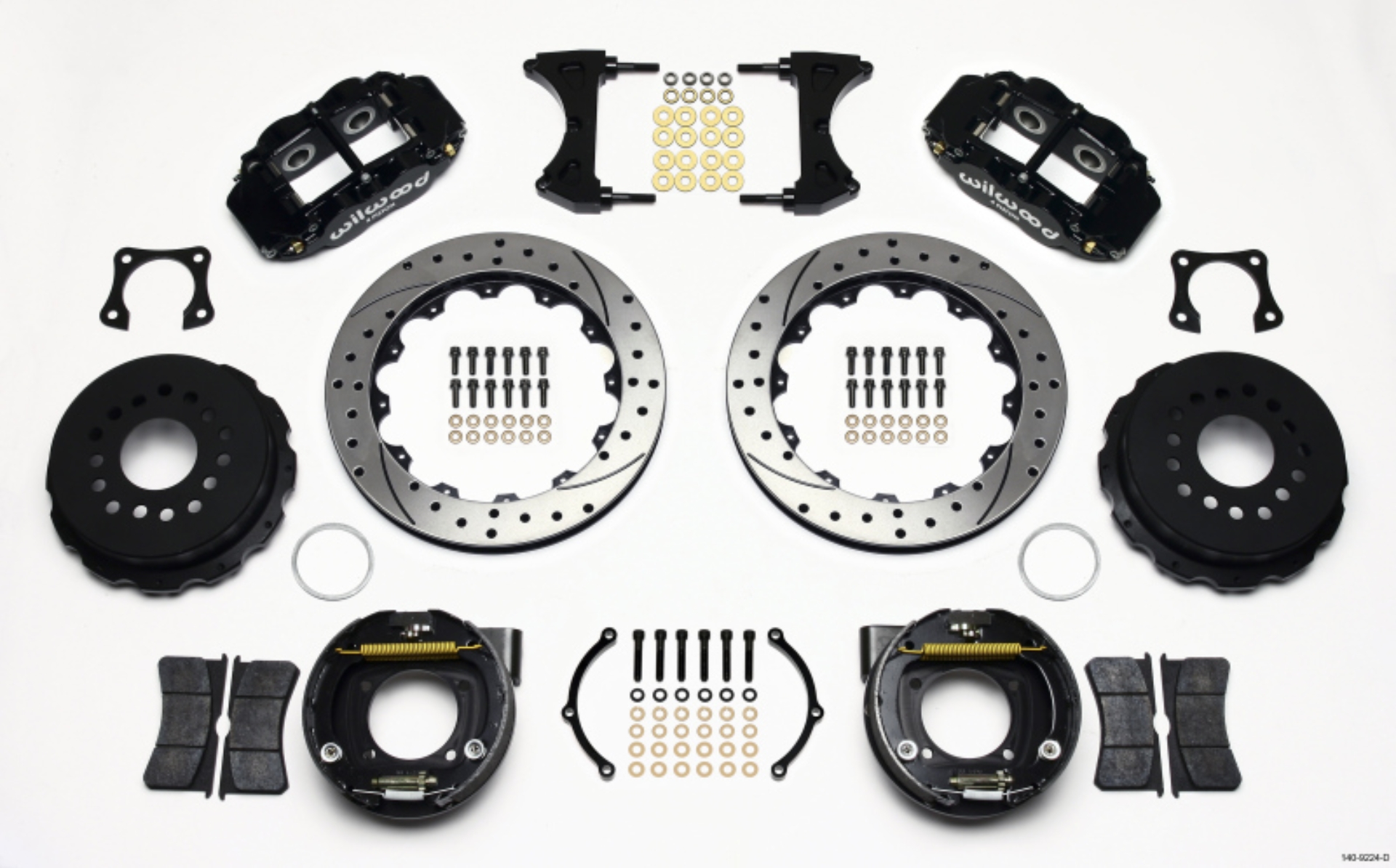 Picture of Wilwood Narrow Superlite 4R Rear P-Brk Kit 12-88in Drilled 58-64 Olds-Pontiac Ends 2-81in Offset