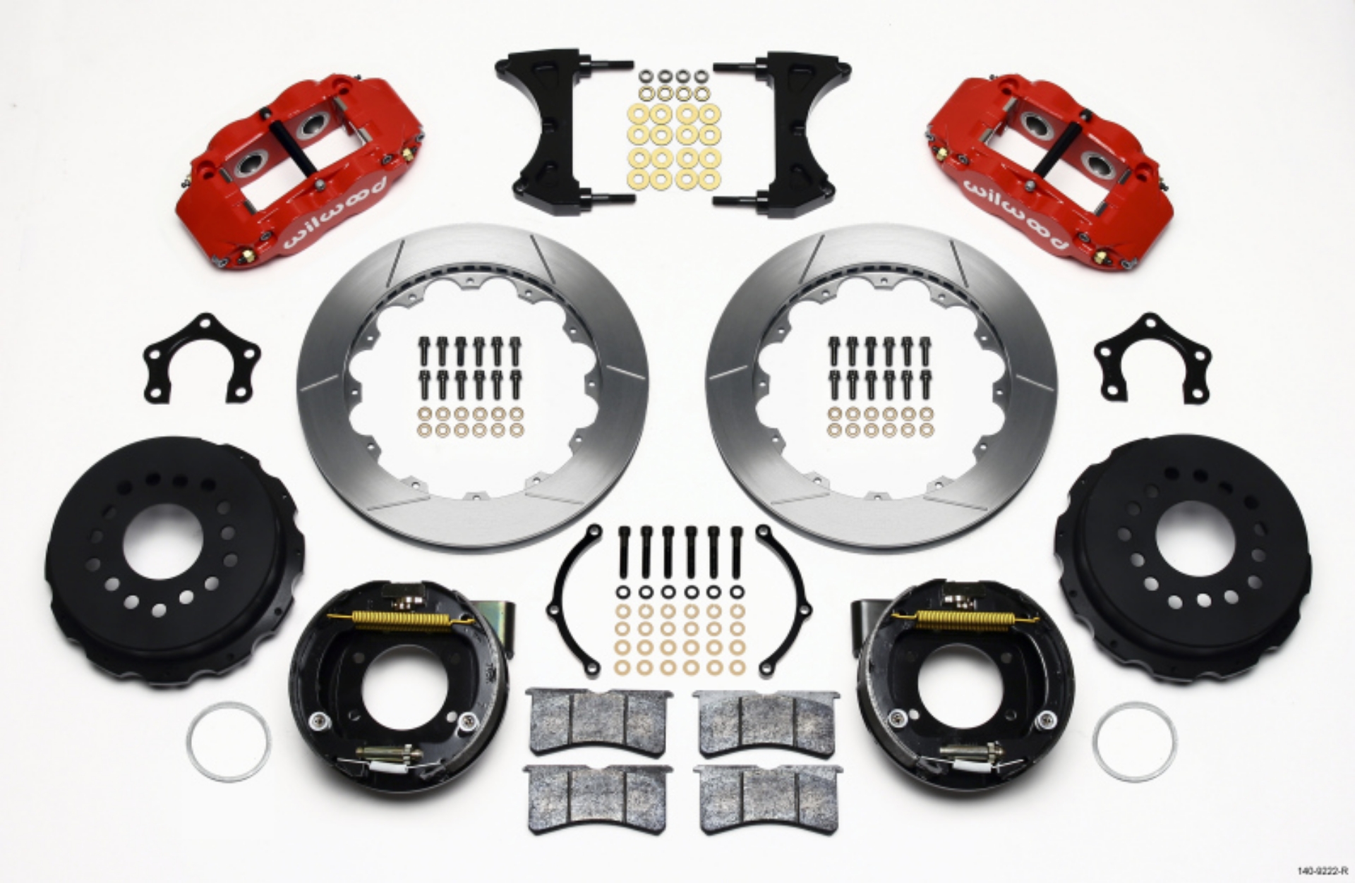 Picture of Wilwood Narrow Superlite 4R Rear P-Brk Kit 12-88in Red Mopar-Dana 2-36in Off w-Snap Ring Brng