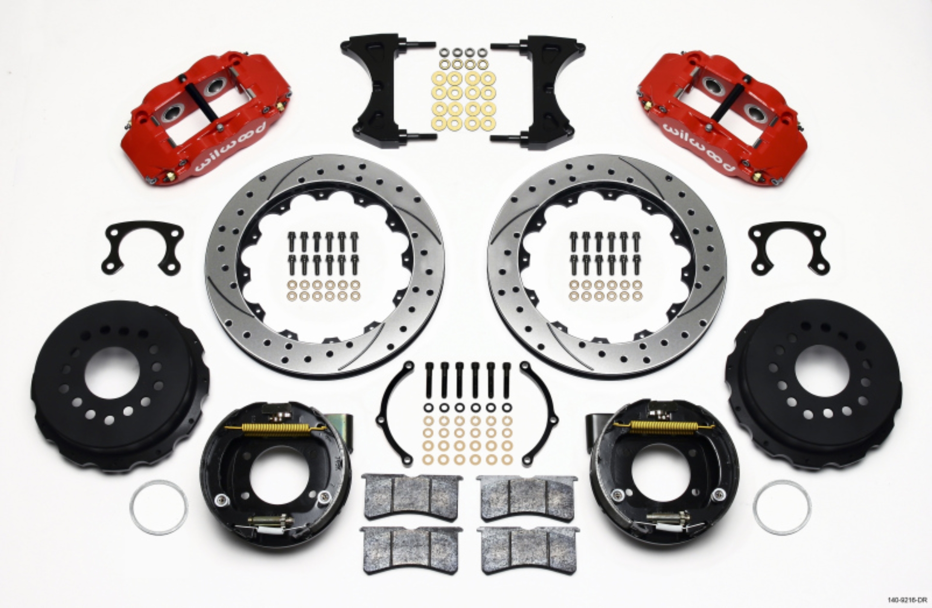 Picture of Wilwood Narrow Superlite 4R Rear P-Brk Kit 12-88in Drilled Red Small Ford 2-66in Offset