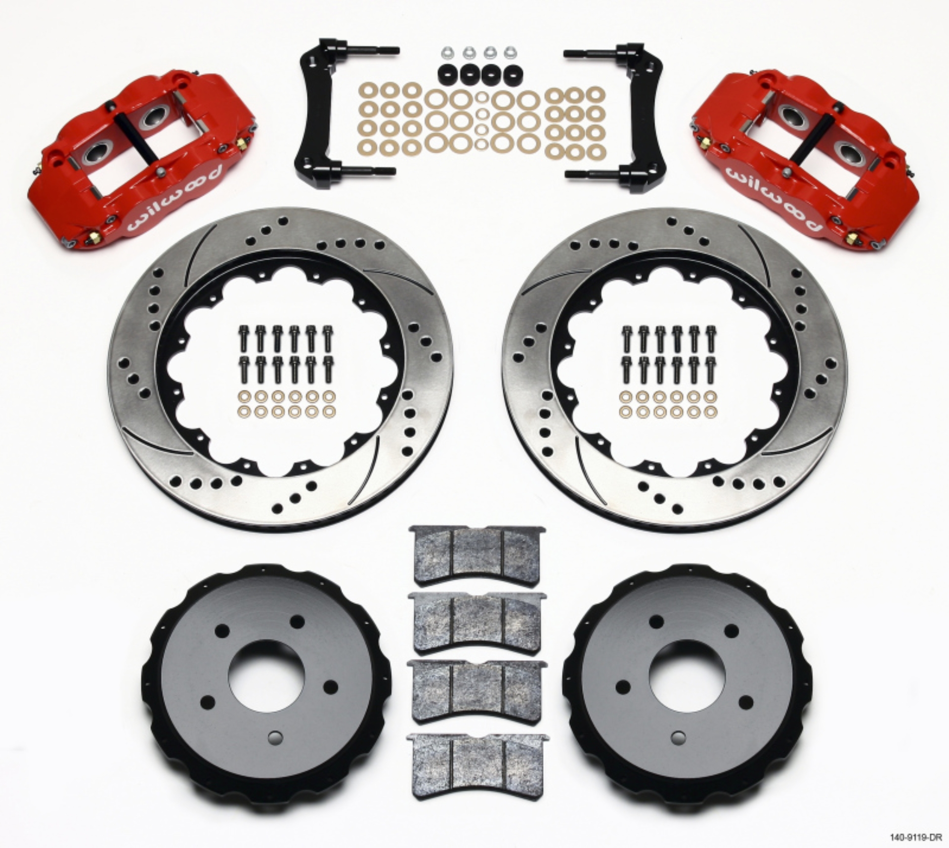 Picture of Wilwood Narrow Superlite 4R Rear Kit 14-00in Drill Red 97-04 Corvette C5-Z06 05-13 C6