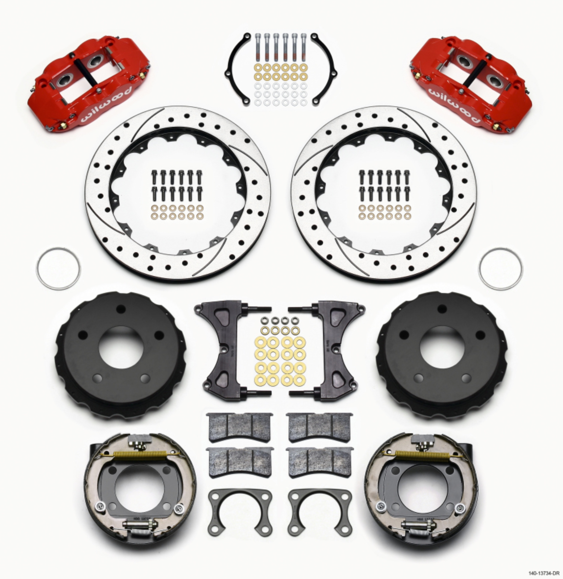 Picture of Wilwood Narrow Superlite 4R Rear P-Brk Kit 12-88in Drilled Red Big Ford 2-00in Off Bronco 5 x 5-50