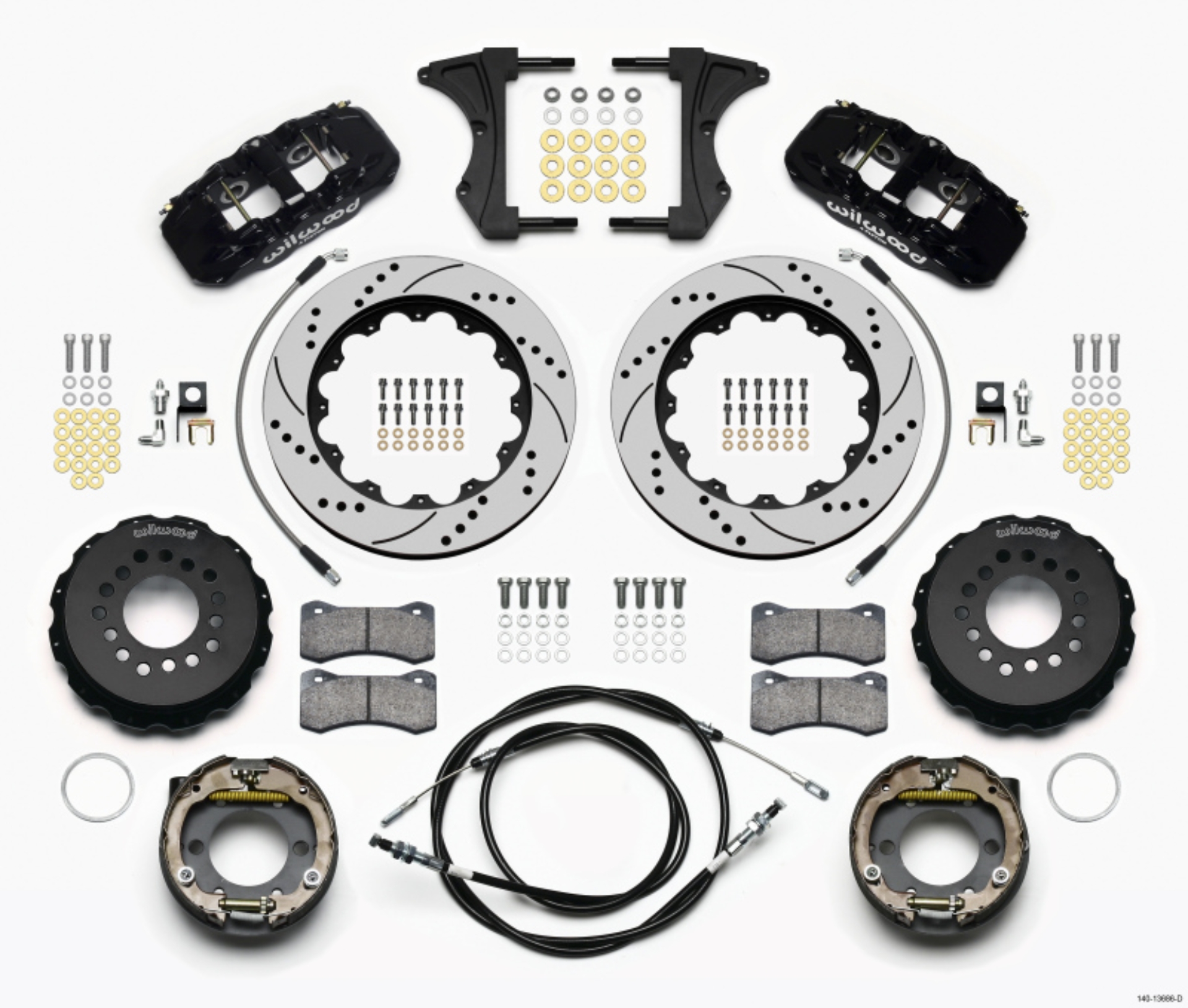 Picture of Wilwood AERO4 Rear Kit 14-00 Drilled 2005-2014 Mustang w- BMR Suspn- w-Lines