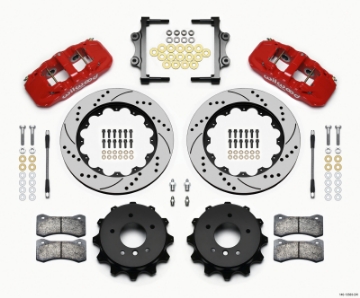 Picture of Wilwood AERO4 Rear Kit 14-00 Drilled Red 2007-2011 BMW E90 Series w-Lines