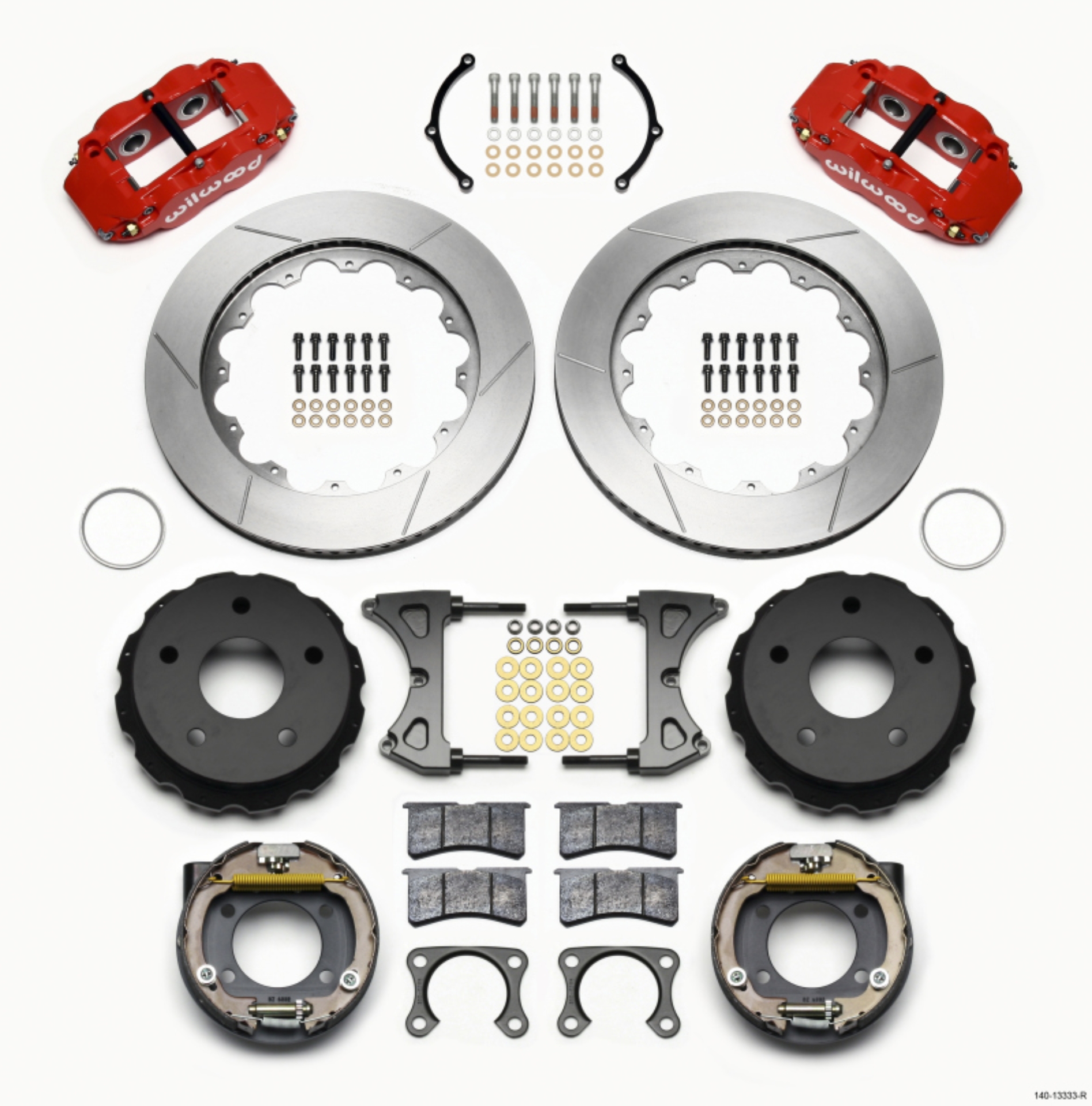 Picture of Wilwood Narrow Superlite 4R Rear P-Brk Kit 14-00in Red Big Ford 2-36in Off Bronco 5 x 5-50