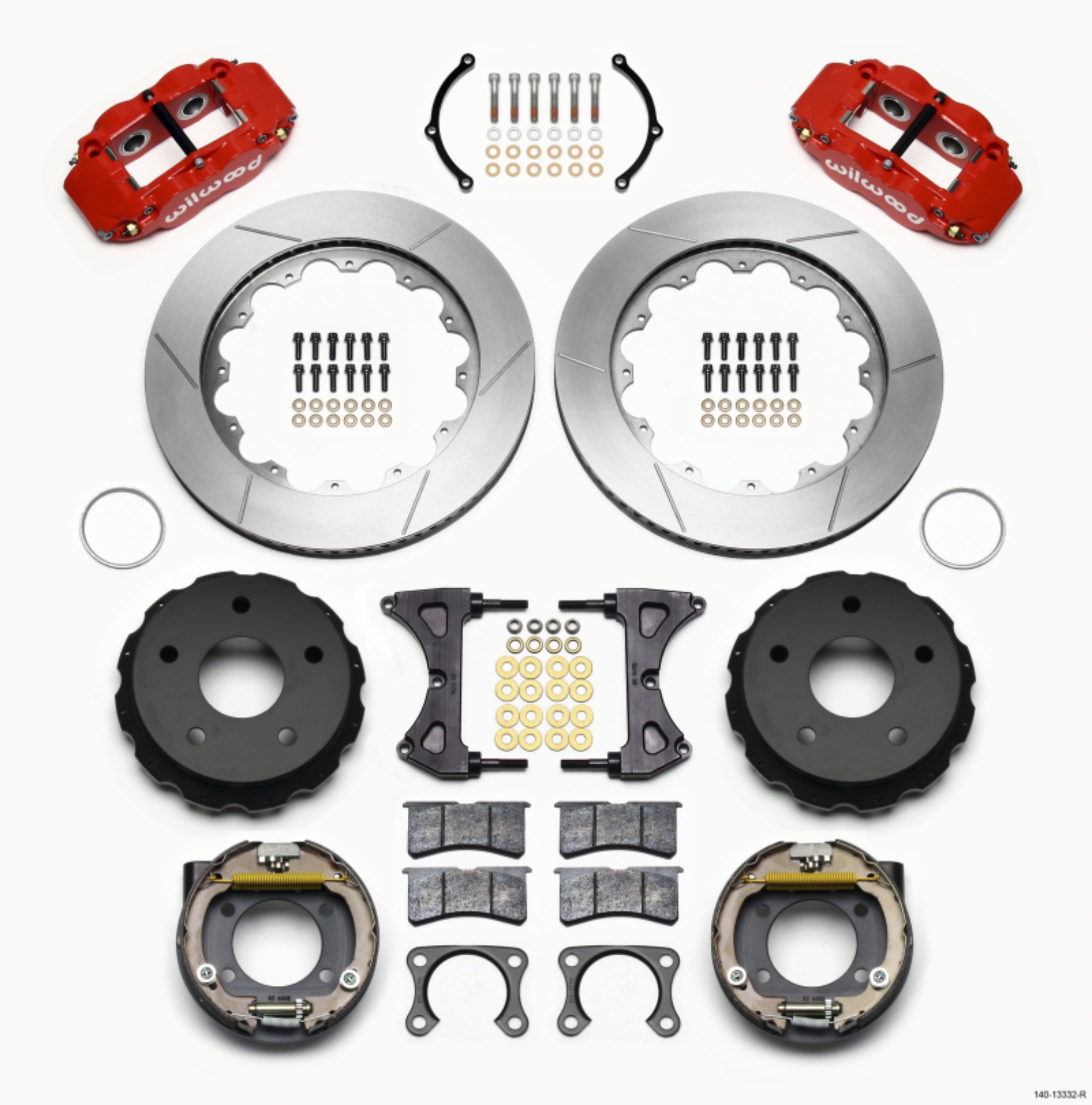 Picture of Wilwood Narrow Superlite 4R Rear P-Brk Kit 14-00in Red Small Ford 2-36in Off Bronco 5 x 5-50