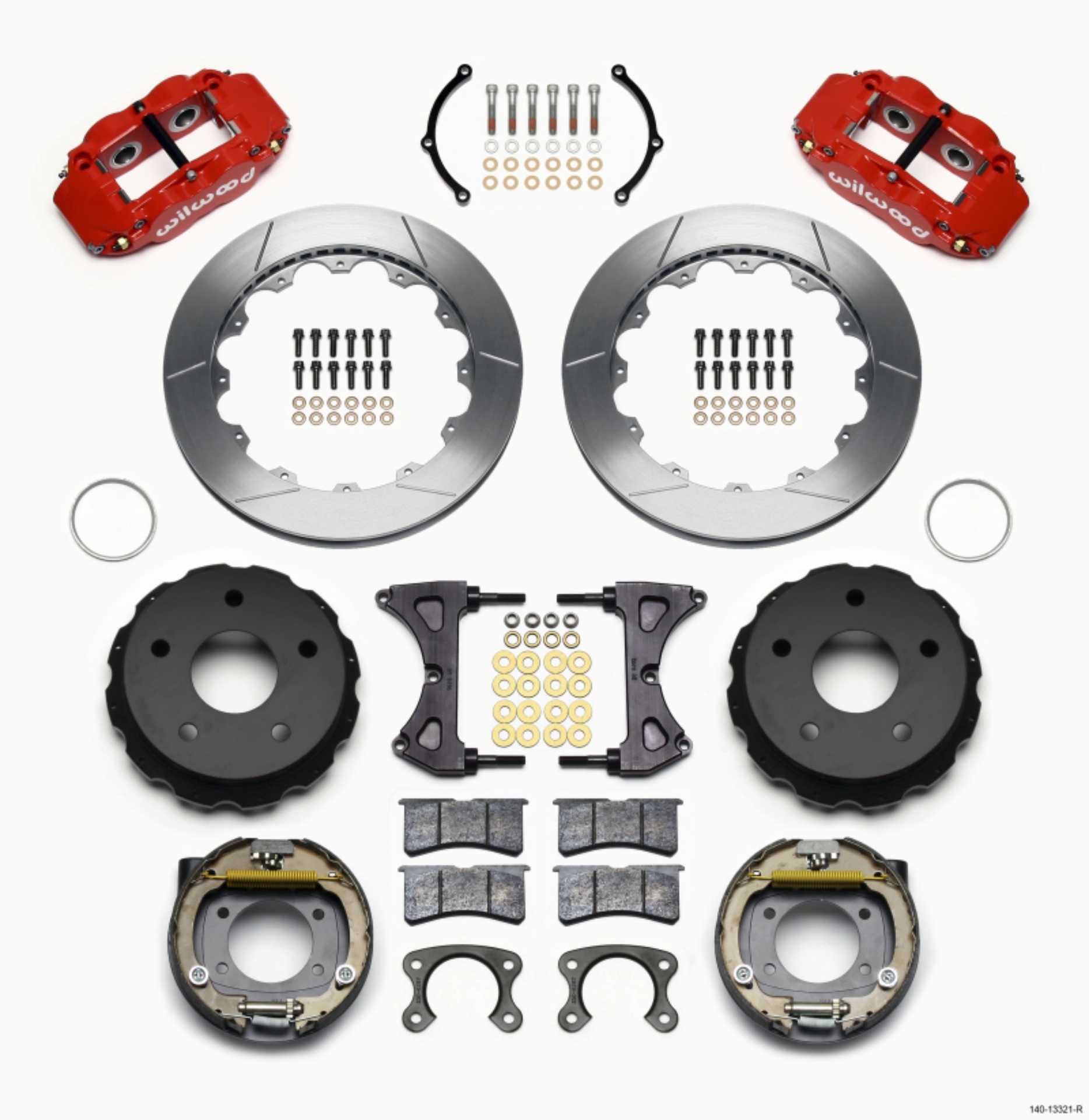 Picture of Wilwood Narrow Superlite 4R Rear P-Brk Kit 12-88in Red Small Ford 2-36in Off Bronco 5 x 5-50