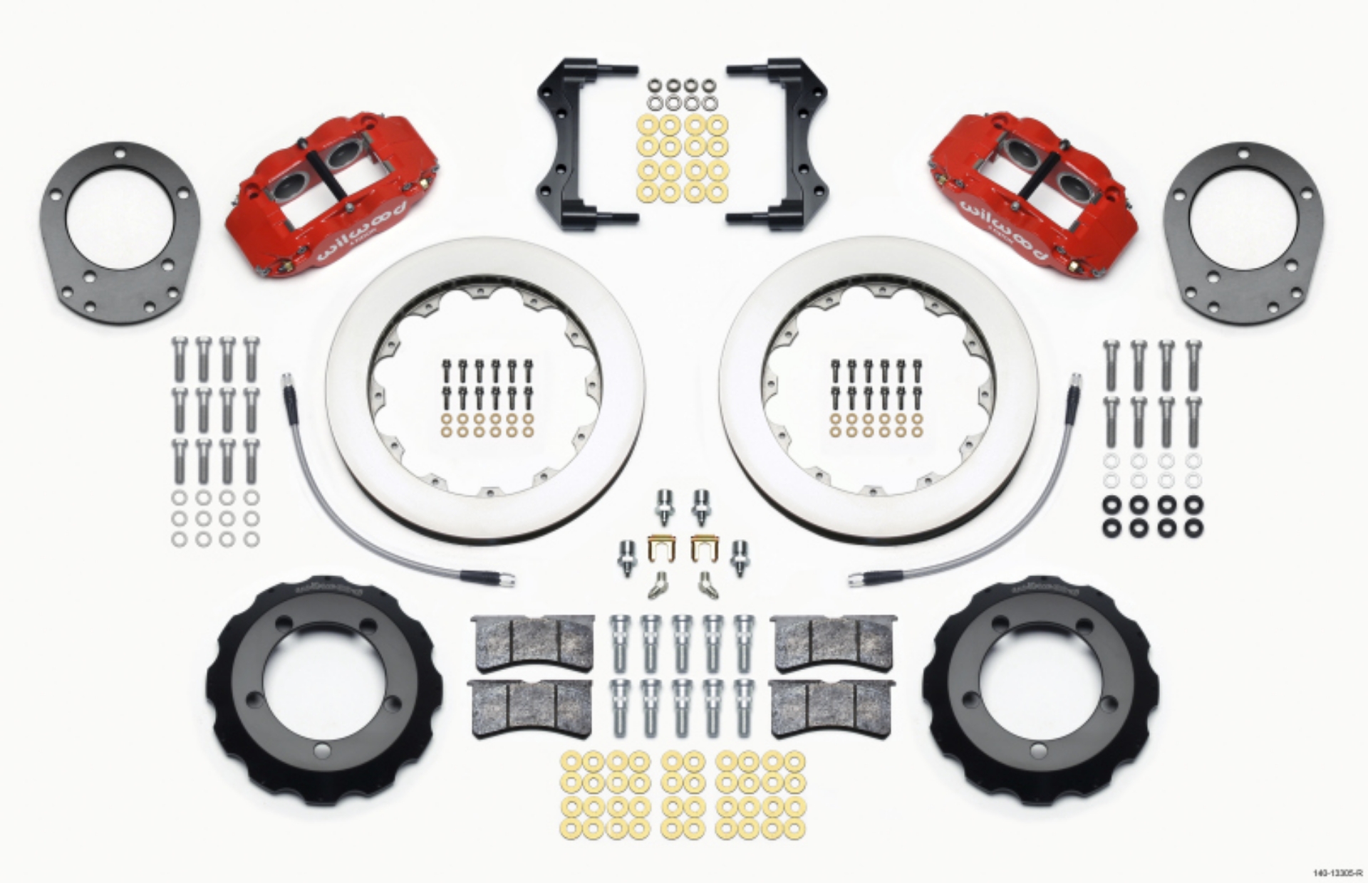 Picture of Wilwood Narrow Superlite 4R Front Hat Kit 12-88in Red 76-77 Ford Bronco Dana 44 w-Lines