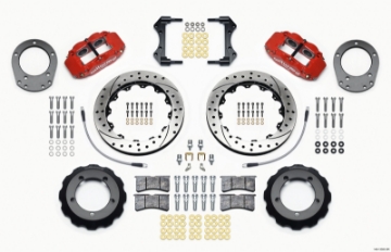 Picture of Wilwood Narrow Superlite 4R Front Hat Kit 12-88in Drill Red 76-77 Ford Bronco Dana 44 w-Lines
