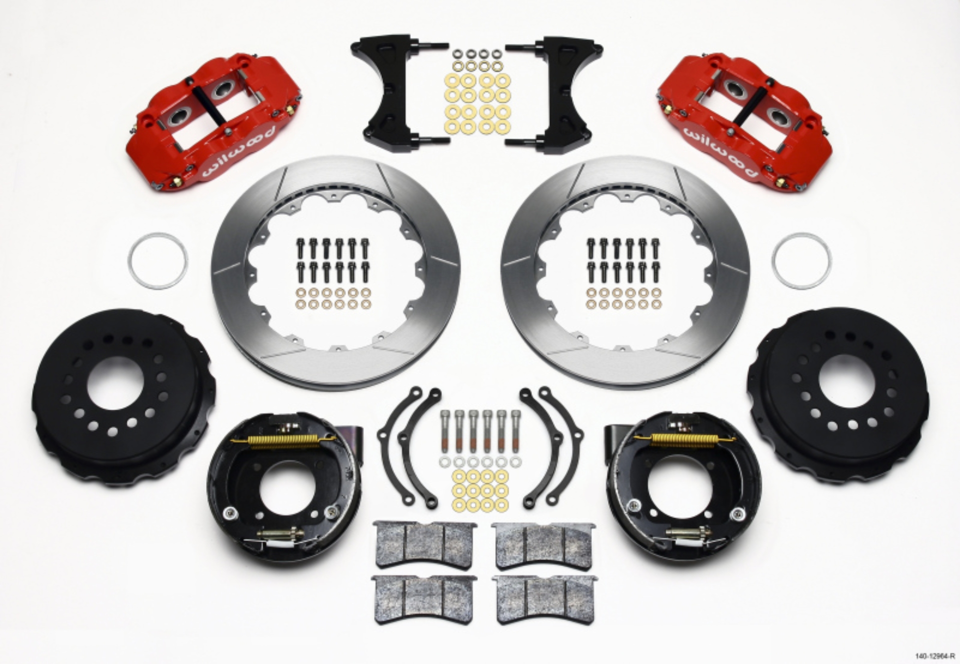 Picture of Wilwood Narrow Superlite 4R Rear P-Brk Kit 12-88in Red Chevy 12 Bolt w- C-Clips