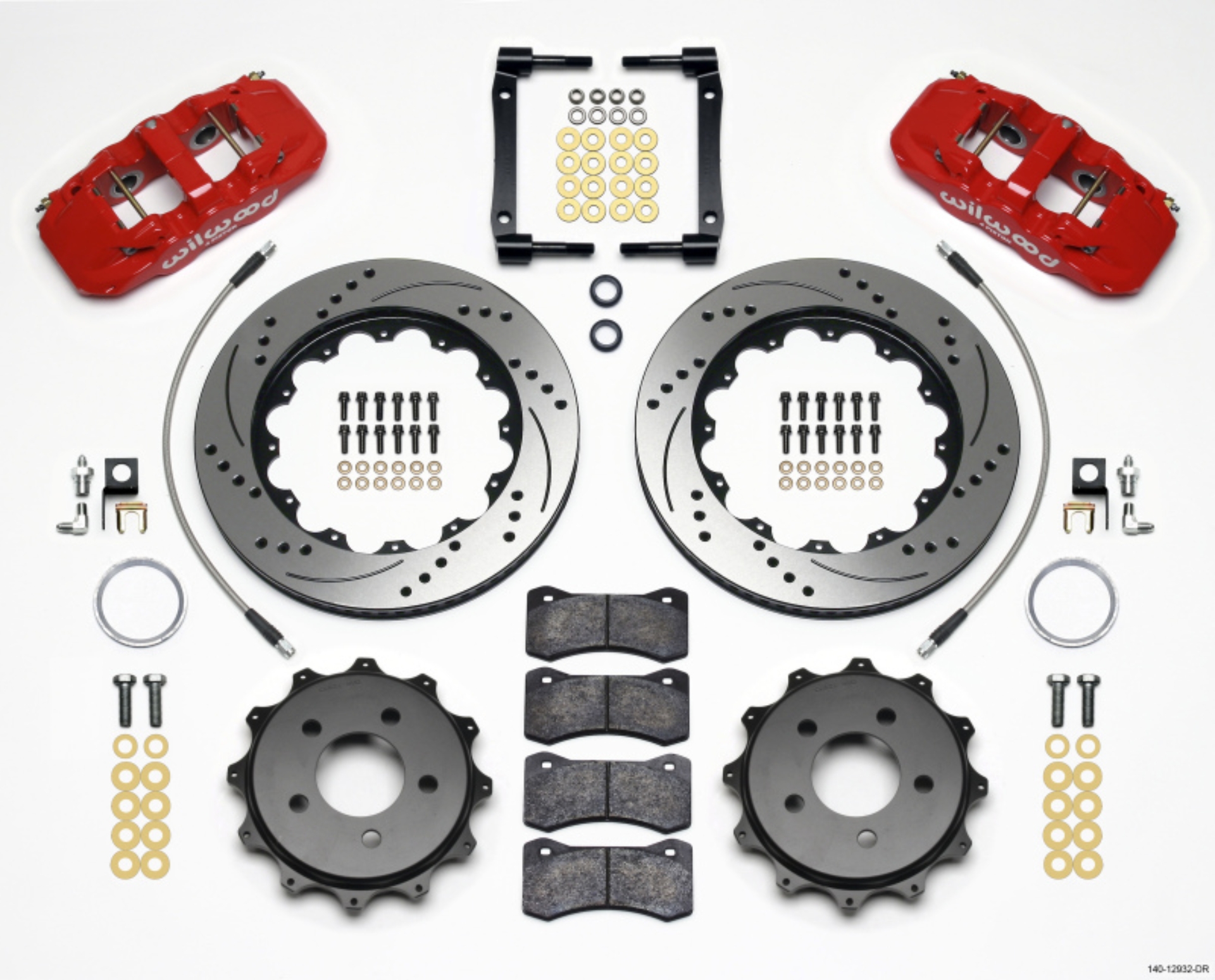 Picture of Wilwood AERO4 Rear Kit 14-25in Drilled Red 2008-2009 Pontaic G8 w-Lines