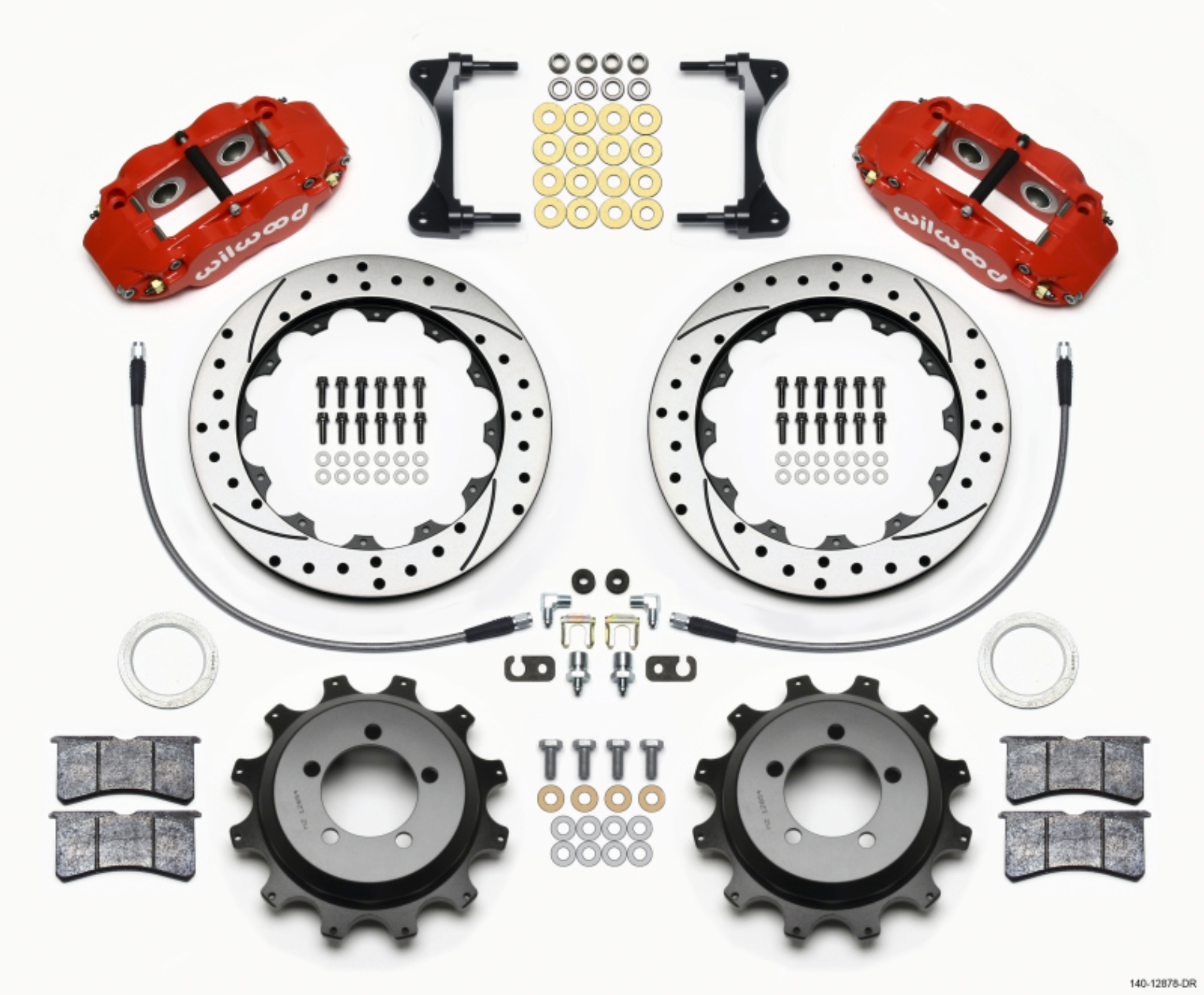 Picture of Wilwood Narrow Superlite 4R Rear Kit 12-88in Drilled Red 99-05 WRX - 99-07 Impreza