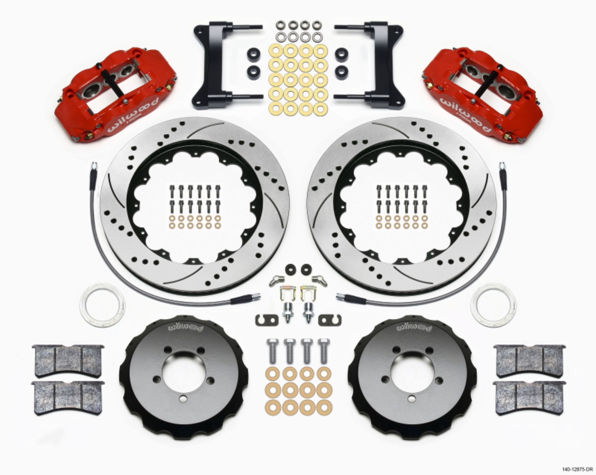 Picture of Wilwood Narrow Superlite 6R Front Hat Kit 14-00in Drilled Red 1999-2012 Subaru WRX w-Lines