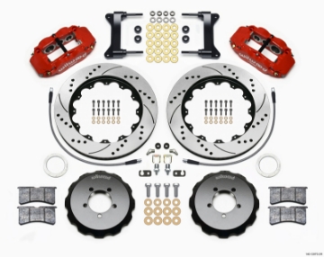 Picture of Wilwood Narrow Superlite 6R Front Hat Kit 14-00in Drilled Red 1999-2012 Subaru WRX w-Lines
