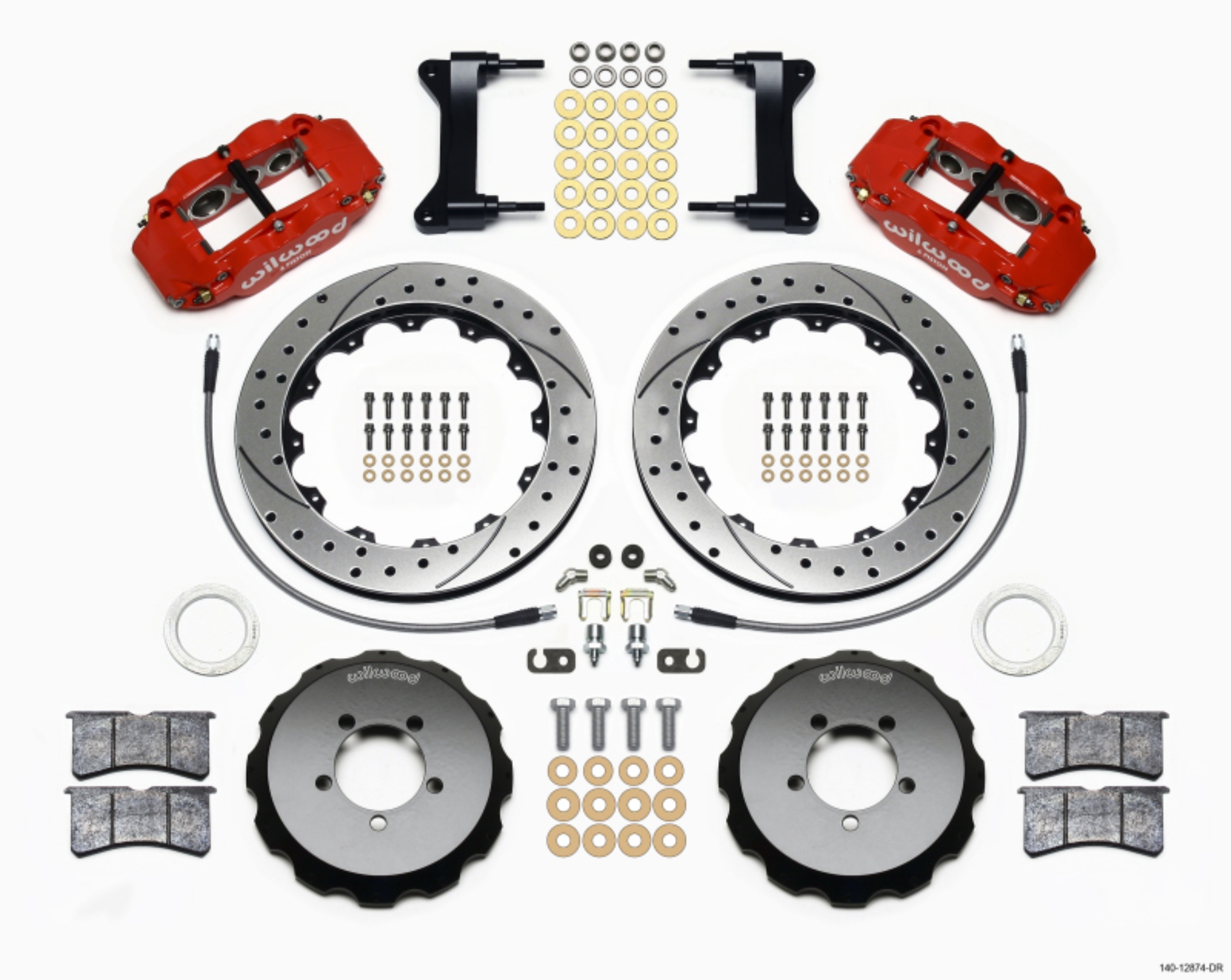 Picture of Wilwood Narrow Superlite 6R Front Hat Kit 13-06in Drilled Red 1999-2012 Subaru WRX w-Lines