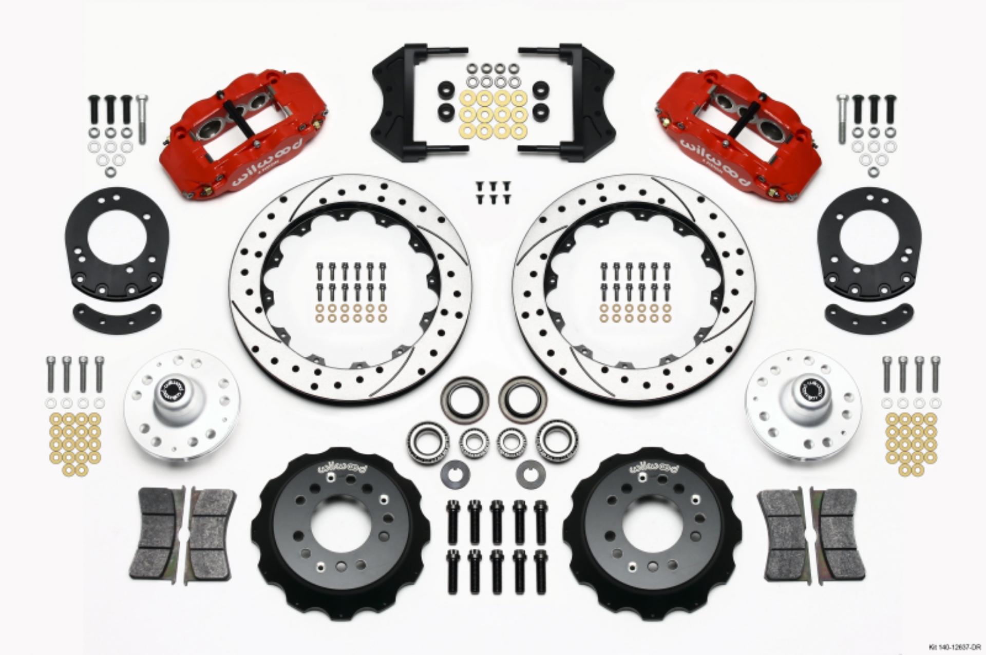 Picture of Wilwood Narrow Superlite 6R Front Hub Kit 12-88in Drill Red 1965-1969 Mustang Drum Spindle