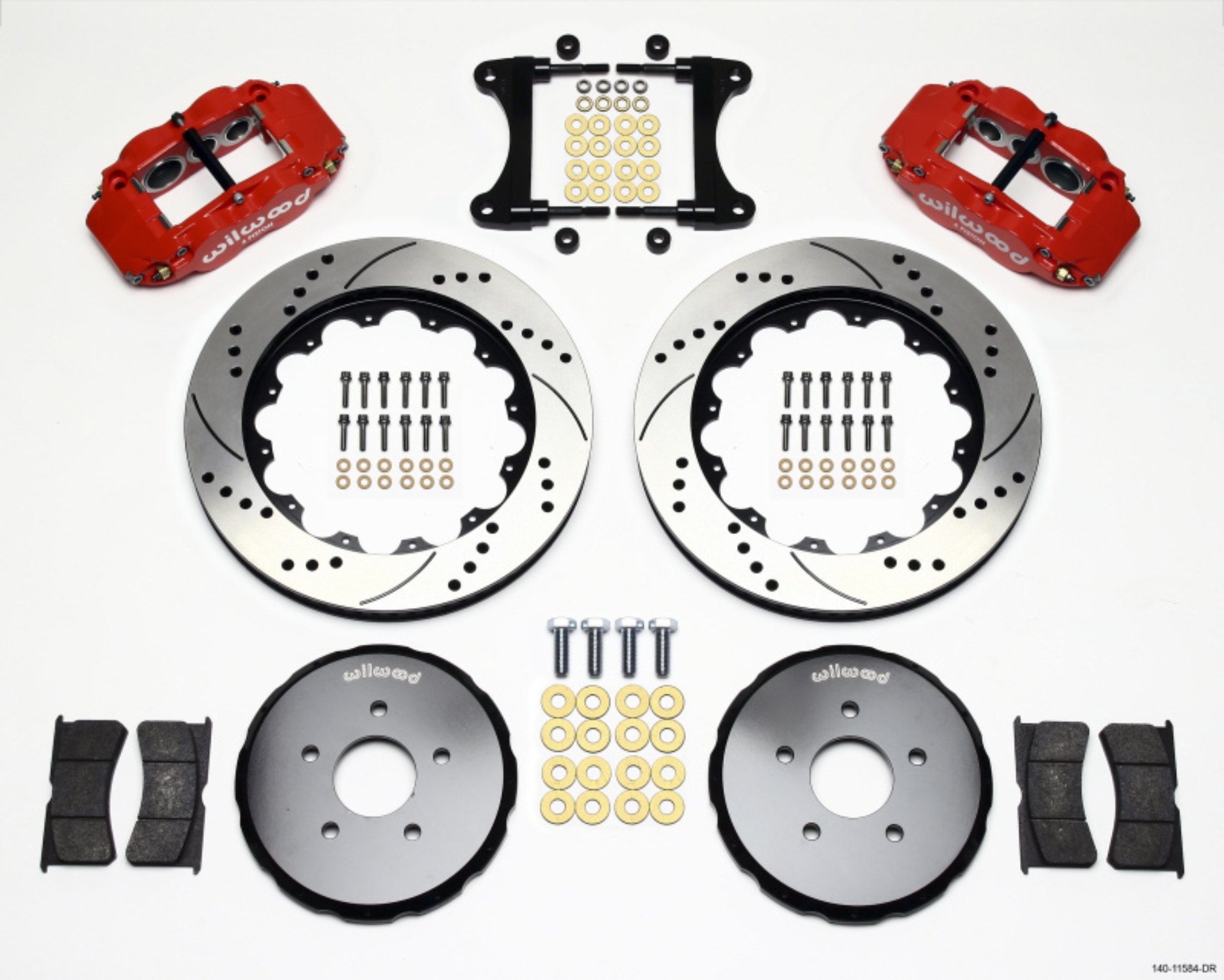 Picture of Wilwood Narrow Superlite 6R Front Hat Kit 14-00in Drill Red Nissan 370Z-Fiti G37