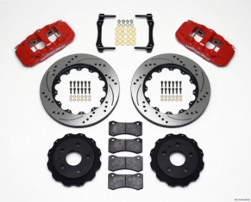 Picture of Wilwood AERO4 Rear Kit 14-25in Drilled Red 2010-2015 Camaro