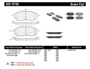Picture of StopTech Performance 05-08 Legacy 2-5 GT Front Brake Pads