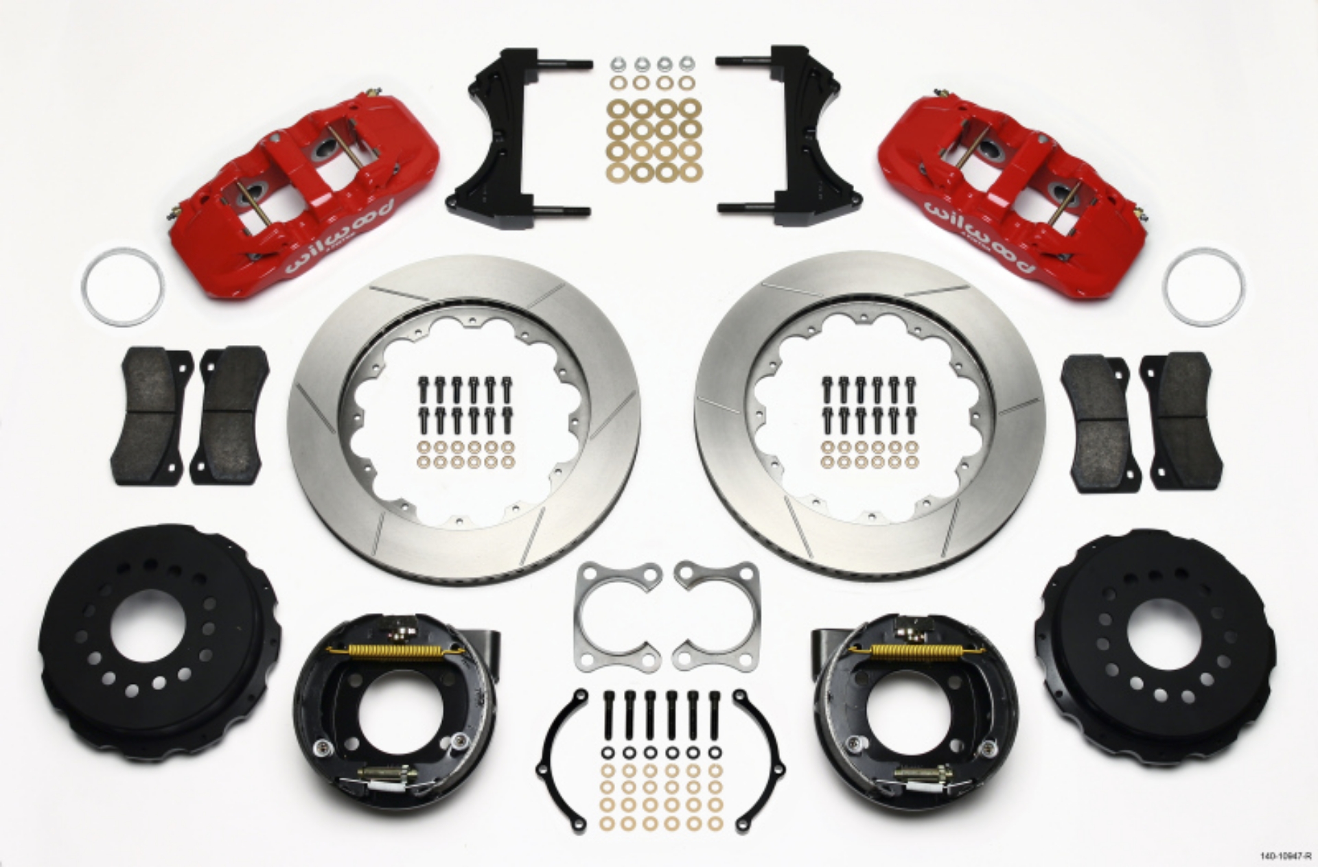 Picture of Wilwood AERO4 Rear P-Brake Kit 14-00in Red Big Ford Old Style 2-36in Offset