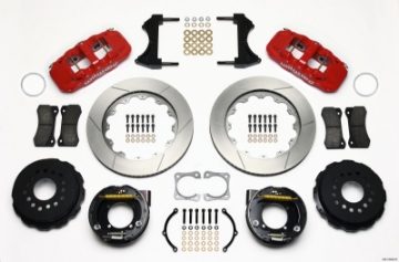 Picture of Wilwood AERO4 Rear P-Brake Kit 14-00in Red Chevy 12 Bolt-Spec 3-15in Brng