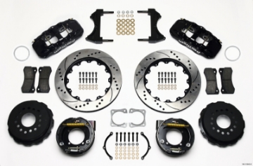 Picture of Wilwood AERO4 Rear P-Brake Kit 14-00in Drilled Chevy 12 Bolt-Spec 3-15in Brng