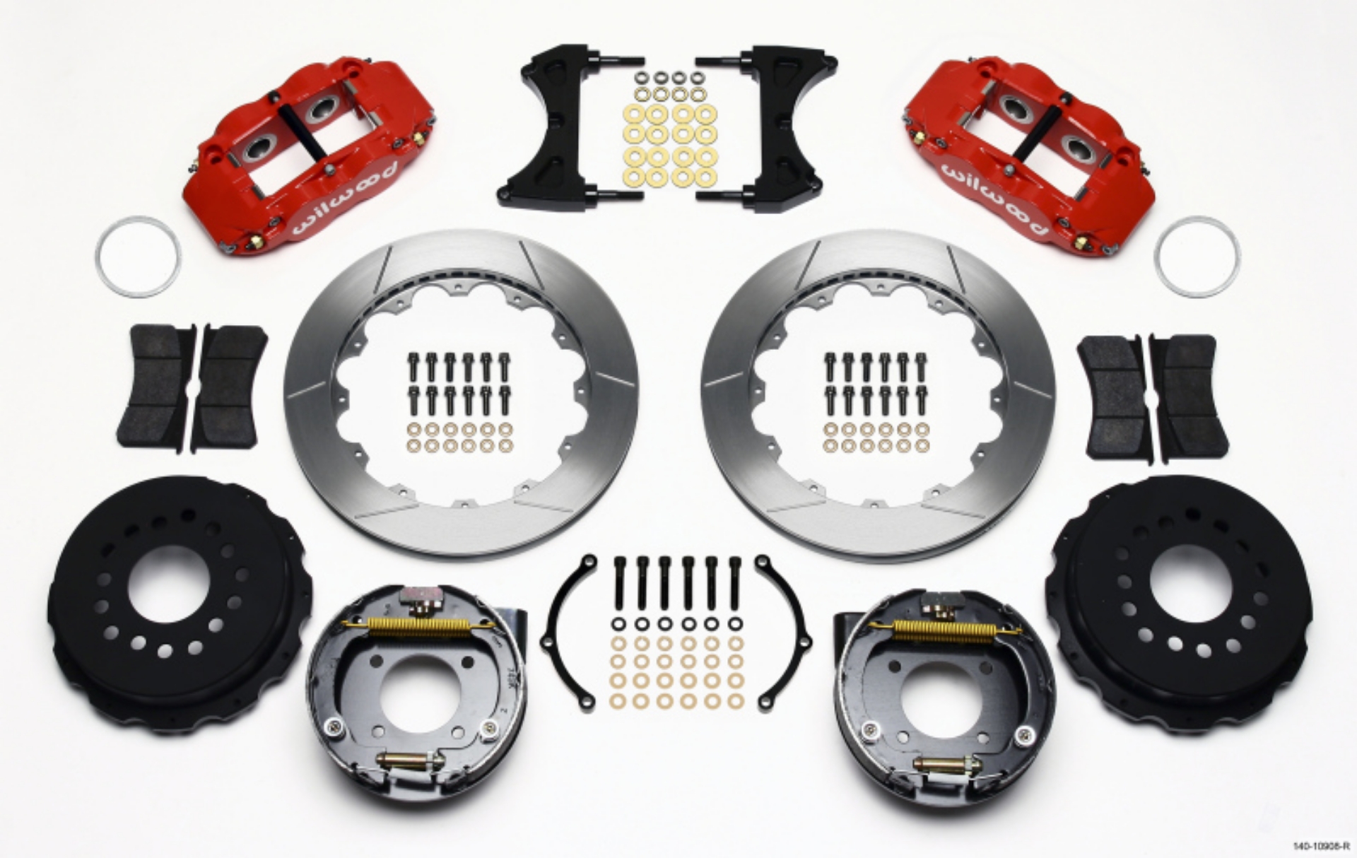 Picture of Wilwood Narrow Superlite 4R Rear P-Brk Kit 12-88in Red Chevy 12 Bolt w- C-Clips Stggrd mt