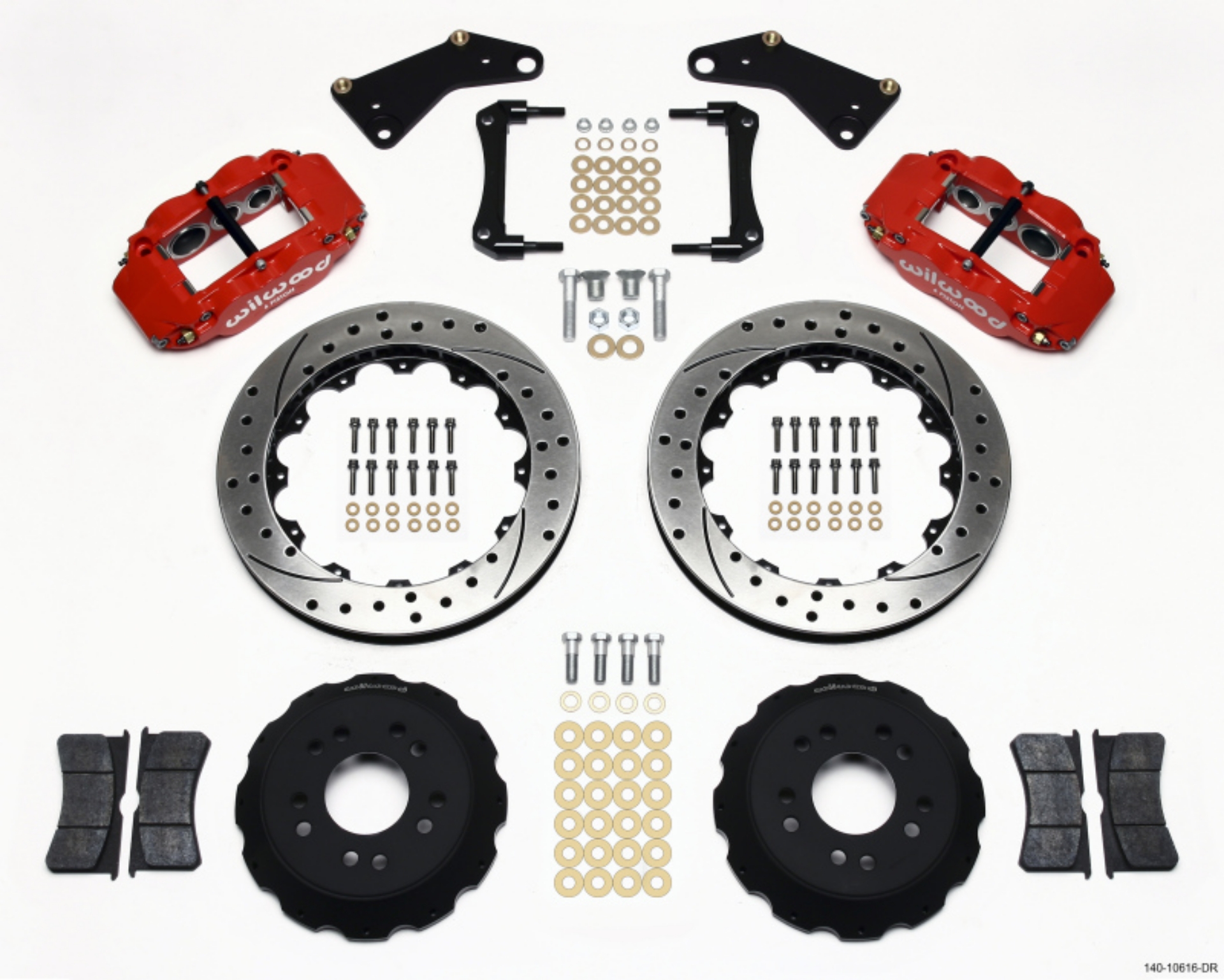 Picture of Wilwood Narrow Superlite 6R Front Hat Kit 13-06in Drill Red 65-82 Corvette C2-C3