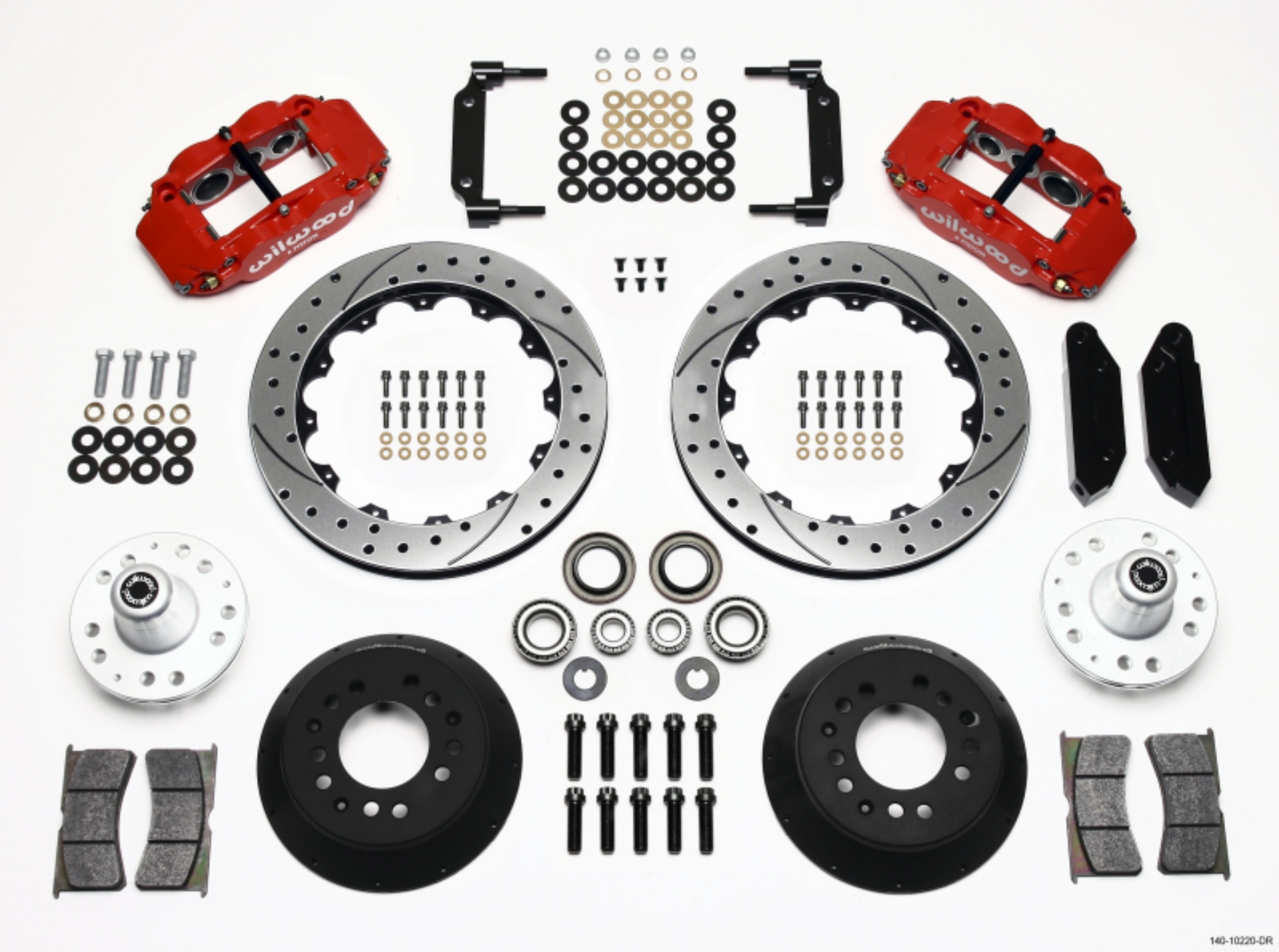 Picture of Wilwood Narrow Superlite 6R Front Hub Kit 12-88in Drilled Red 1970-1973 Mustang Disc Spindle