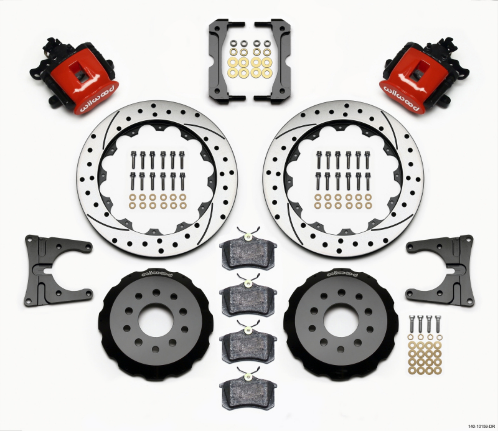 Picture of Wilwood Combination Parking Brake Rear Kit 12-88in Drilled Red 2005-2014 Mustang